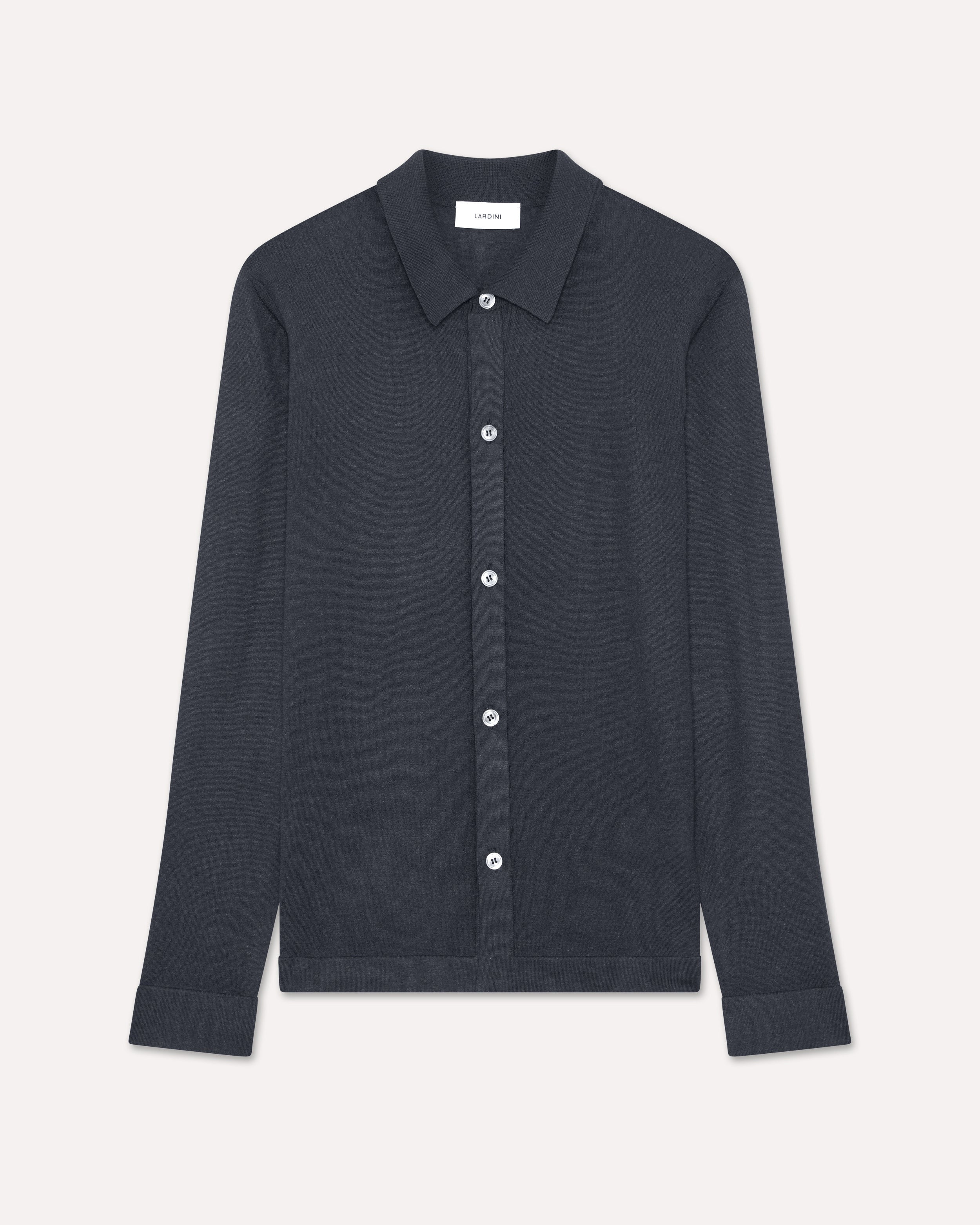 Blue denim silk knit shirt DENIM/BLUE Lardini 1