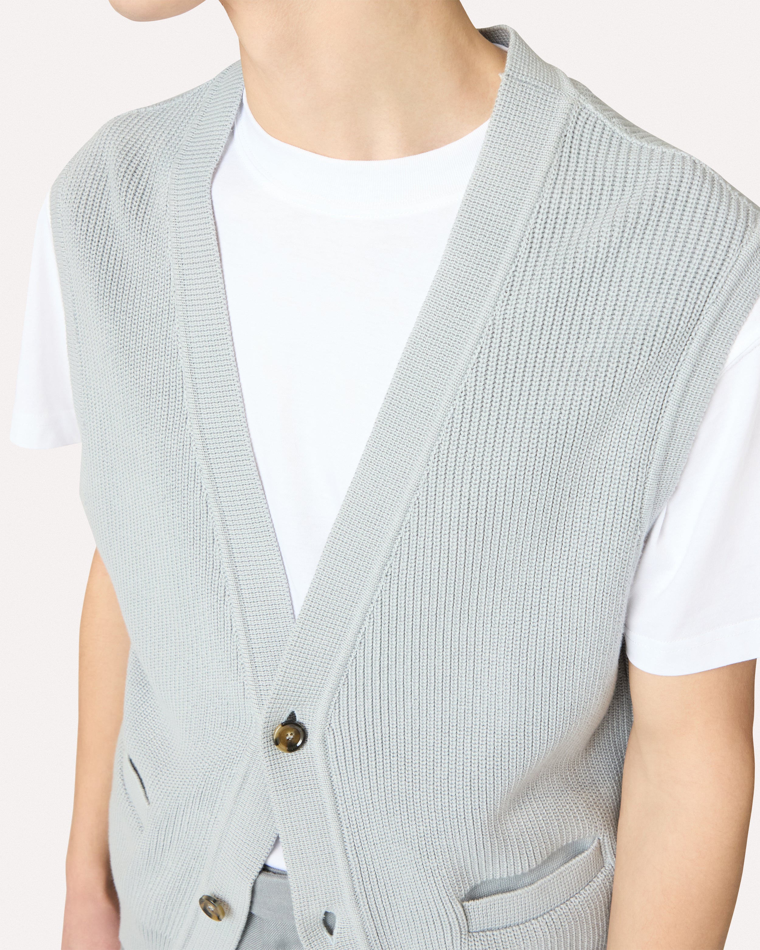 Grey cotton knit vest GREY Lardini 4