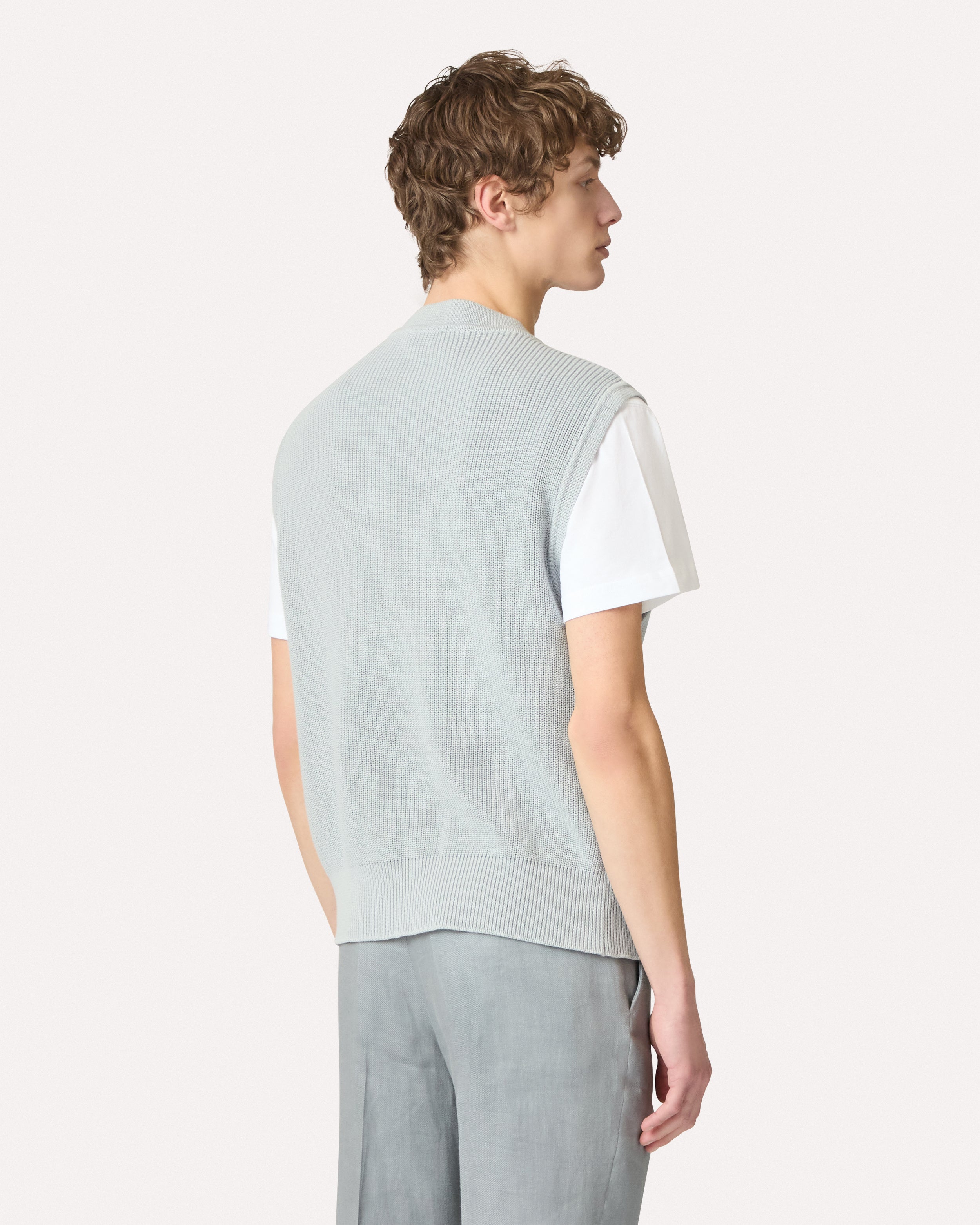 Grey cotton knit vest GREY Lardini 5