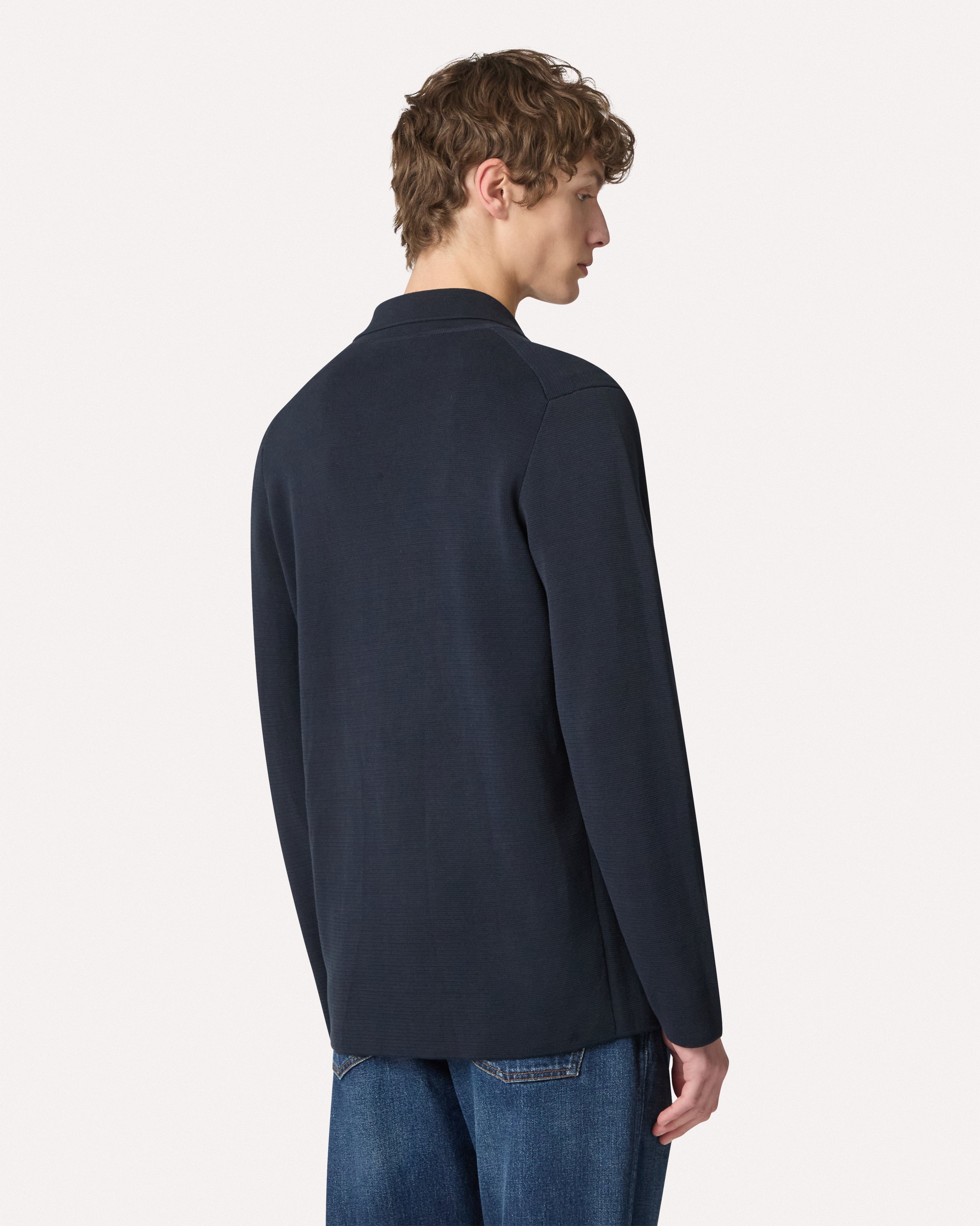 Blue single-breasted knit jacket BLUE Lardini 5