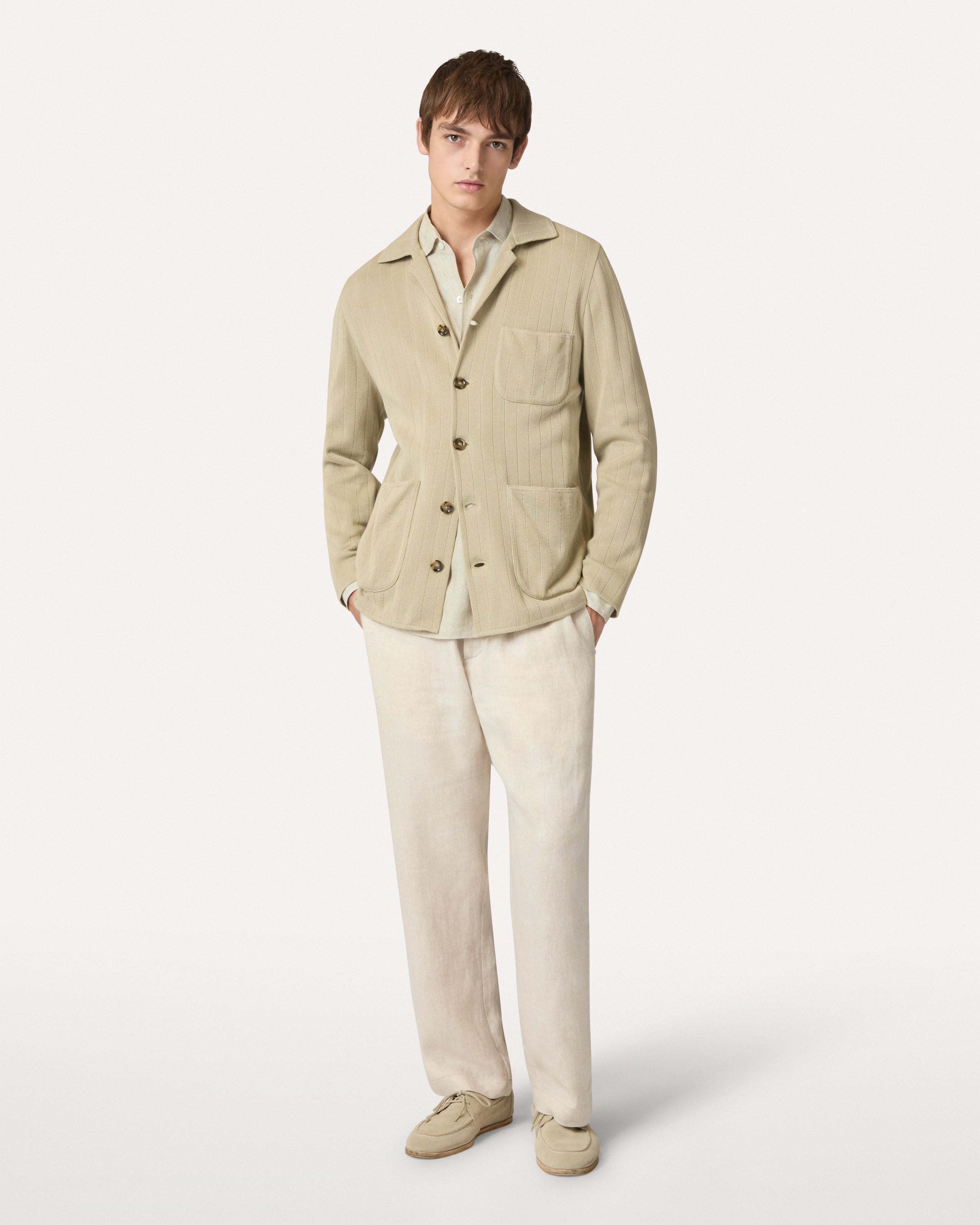 Sage single-breasted knit jacket, white, man | Lardini