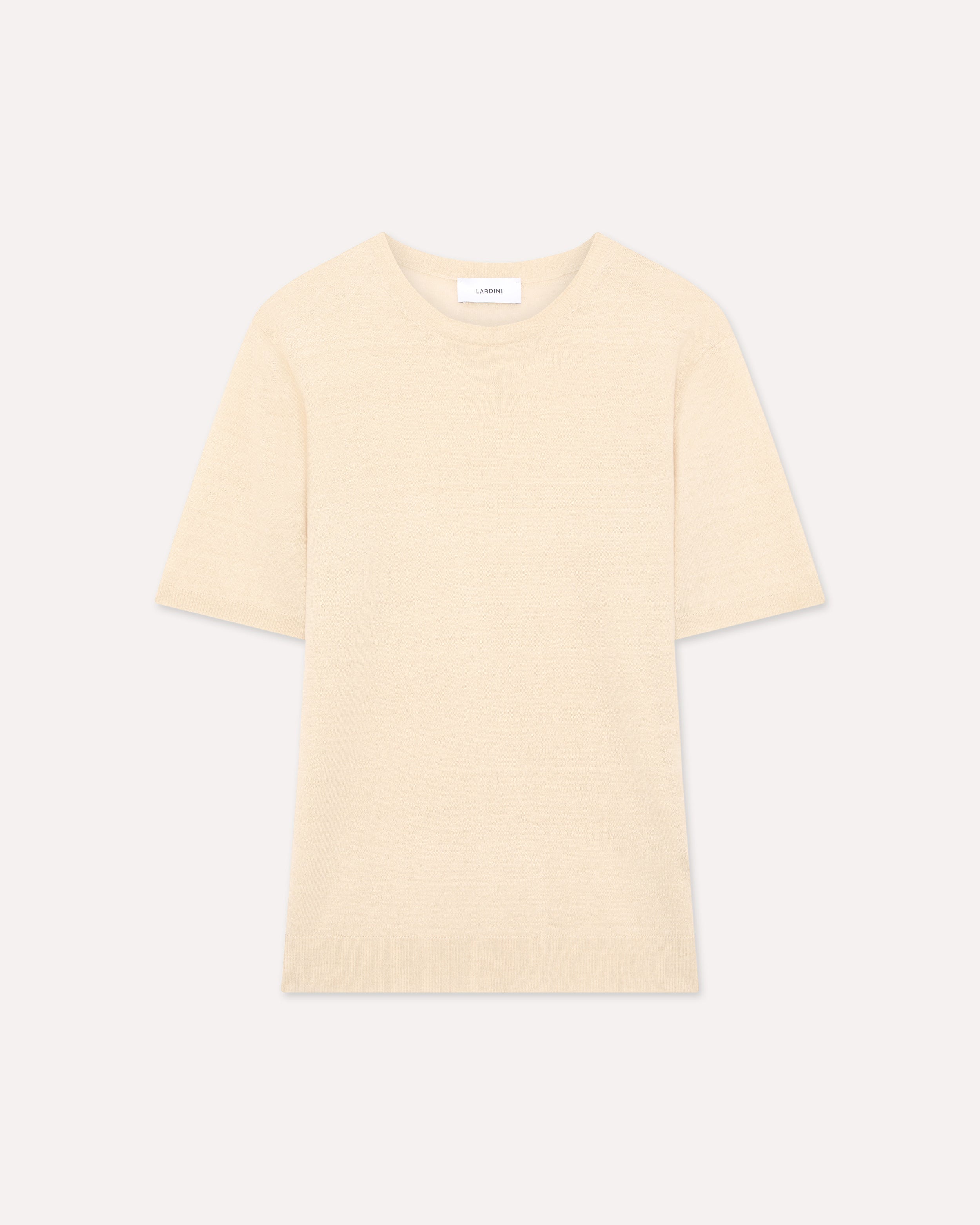 Cream linen and cotton knit T-shirt CREAM Lardini 1