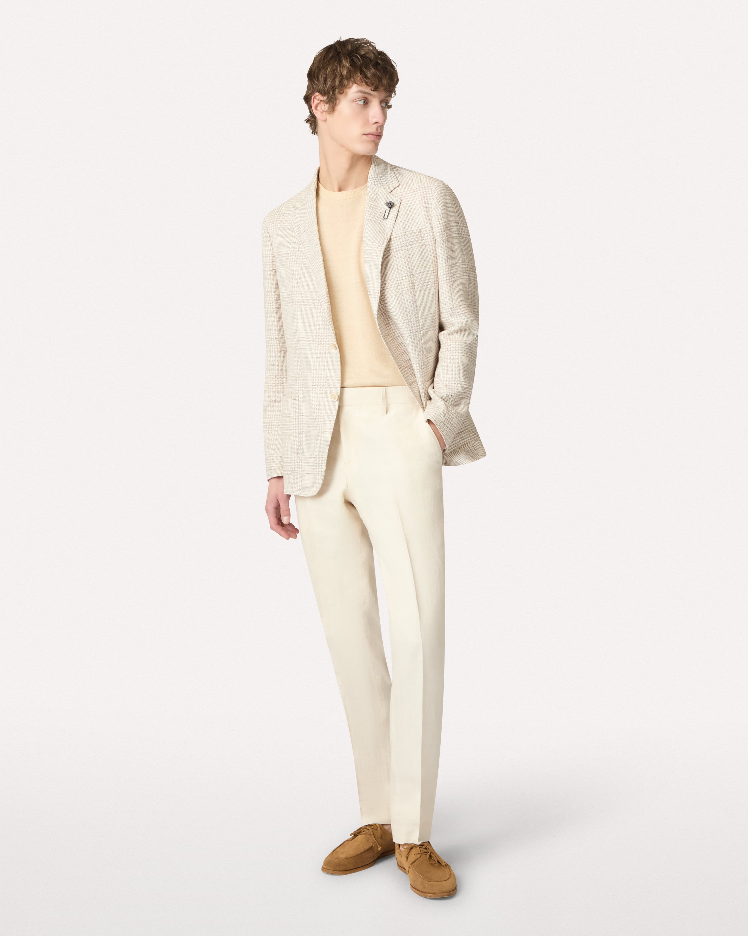 Cream linen and cotton knit T-shirt CREAM Lardini 2