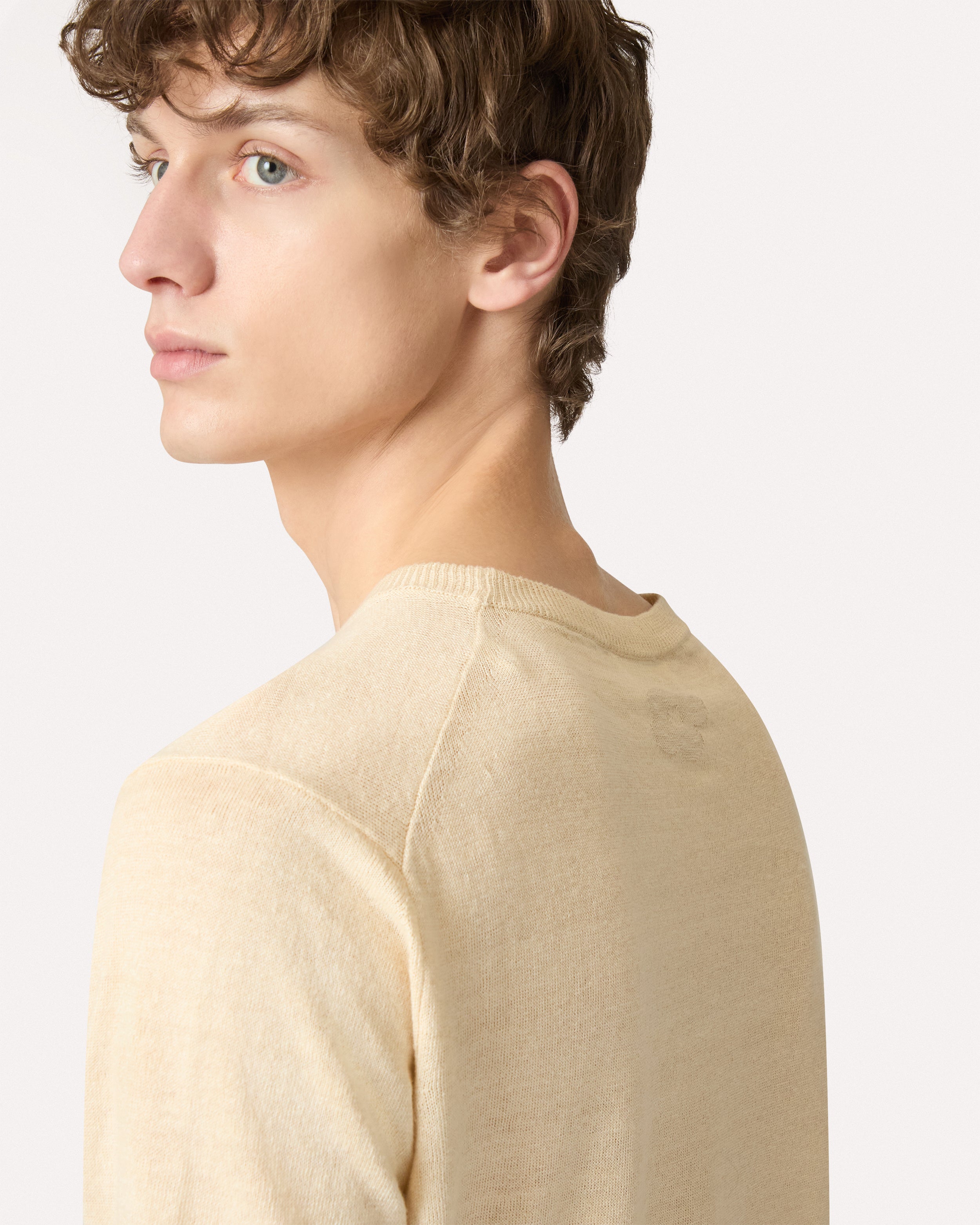 Cream linen and cotton knit T-shirt CREAM Lardini 4