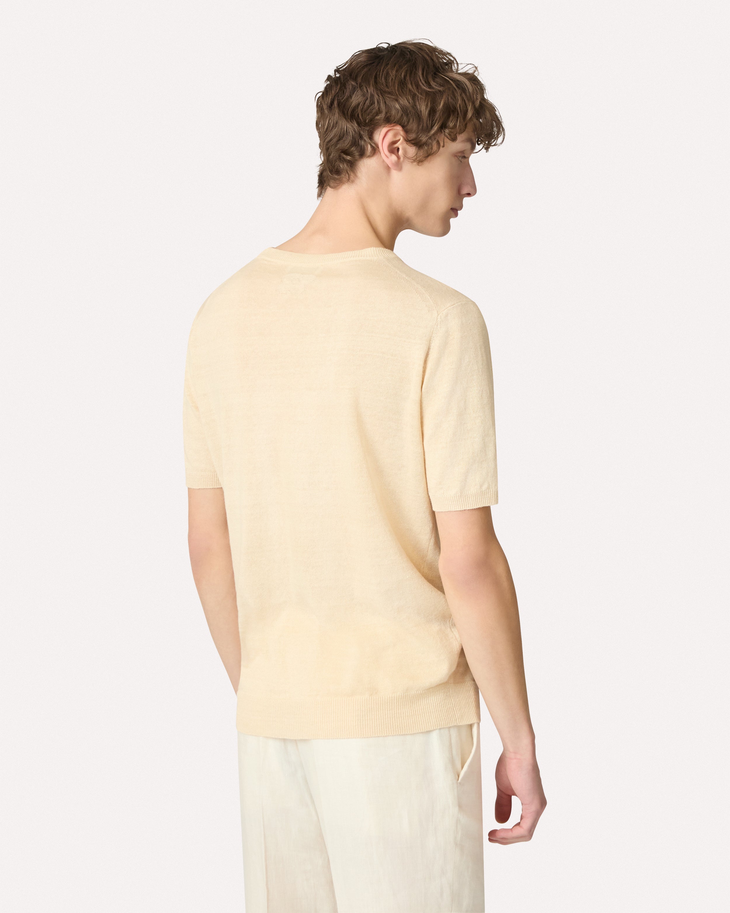 Cream linen and cotton knit T-shirt CREAM Lardini 5