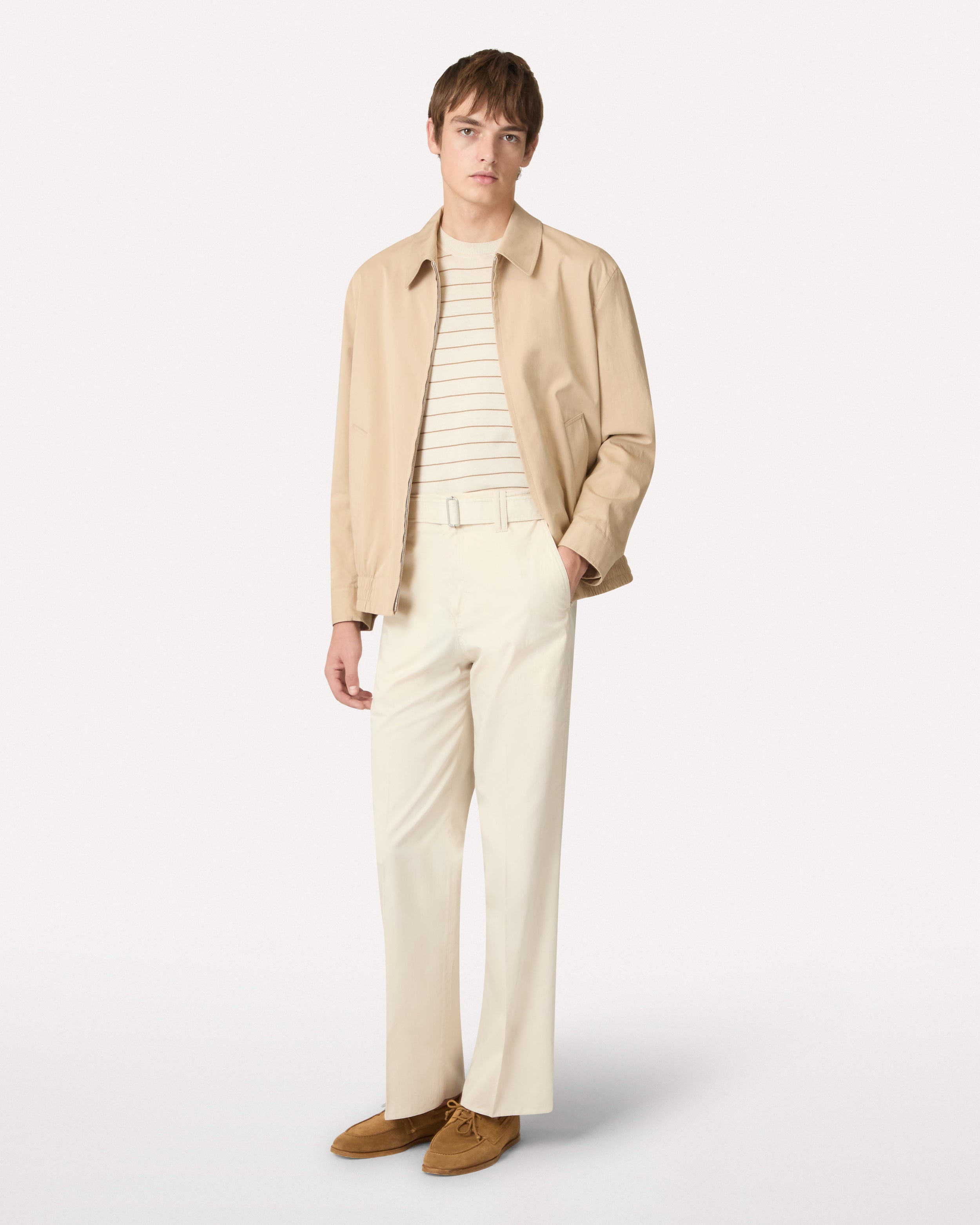 Cream and brown striped knit T-shirt CREAM/BROWN Lardini 2