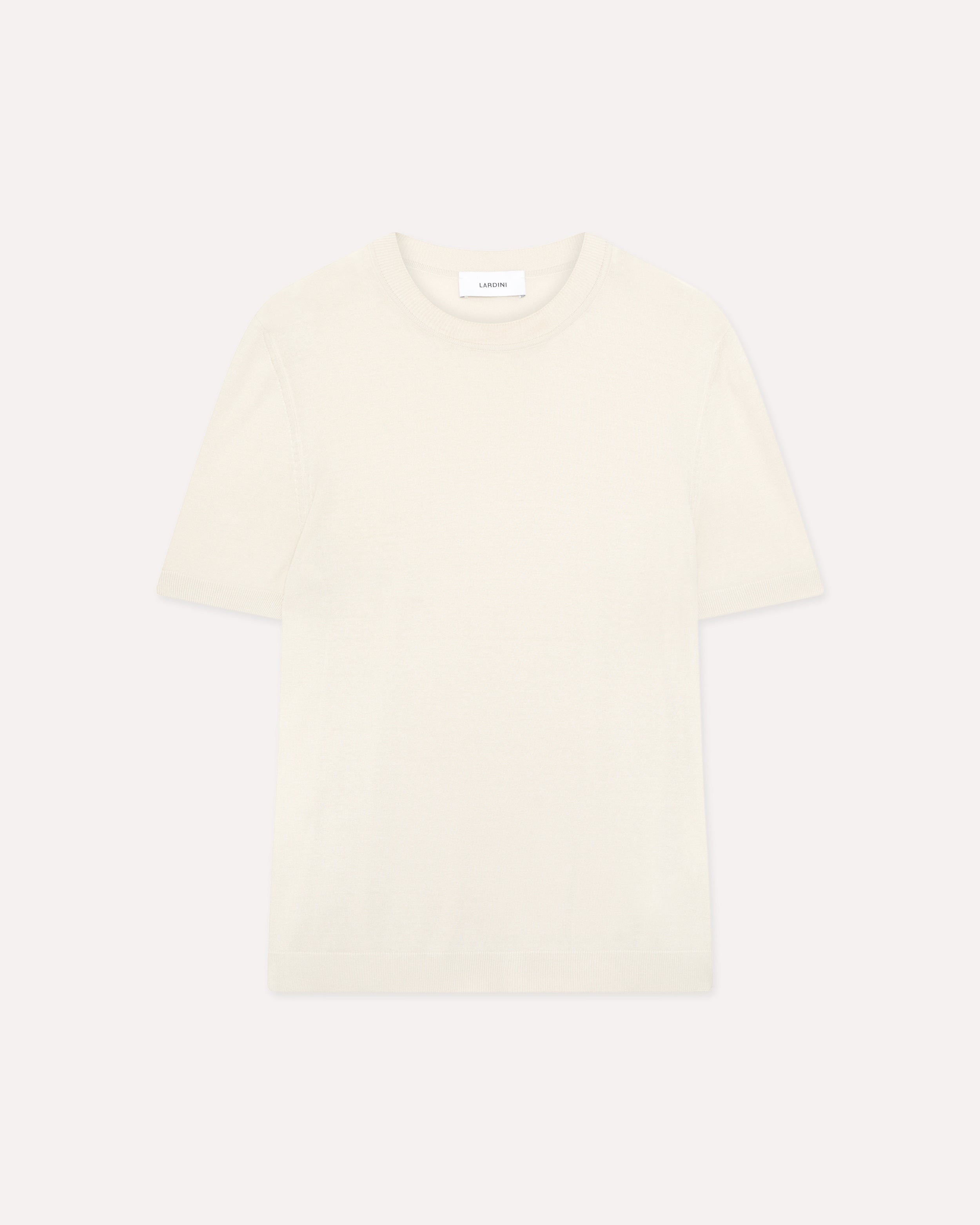 Cream silk T-shirt, white, man | Lardini