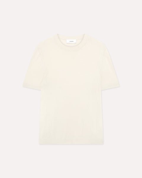 Cream silk T-shirt, white, man | Lardini