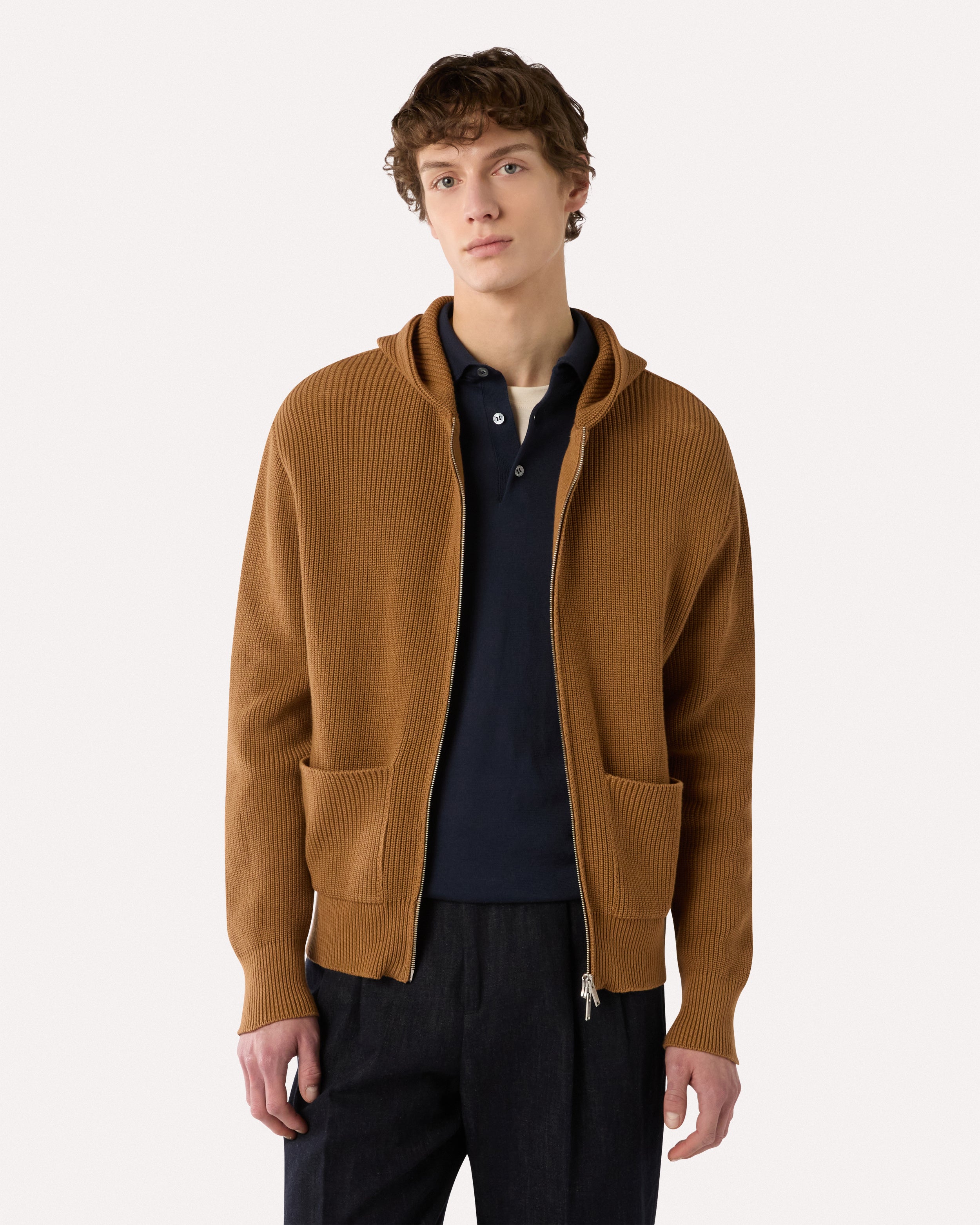 Camel cardigan, white, man | Lardini