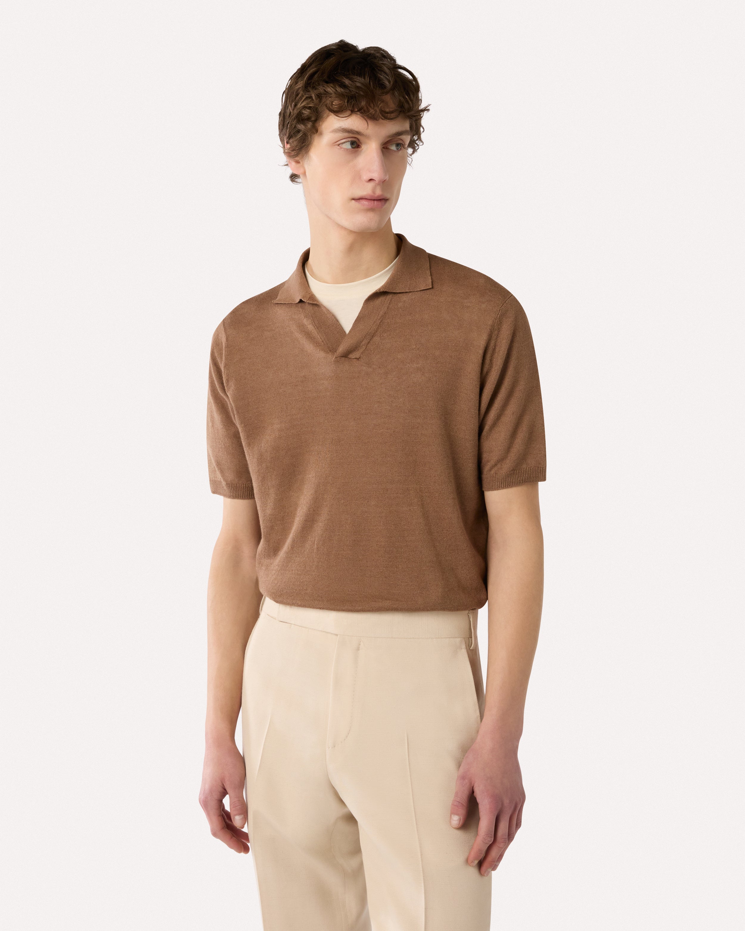 Brown knit polo BROWN/RUST Lardini 4