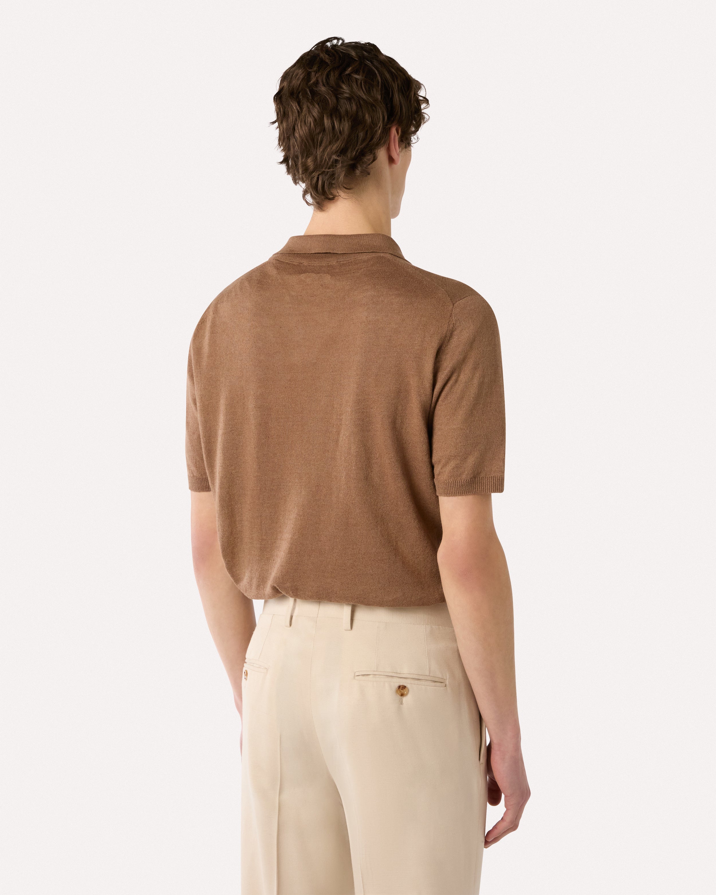 Brown knit polo BROWN/RUST Lardini 5