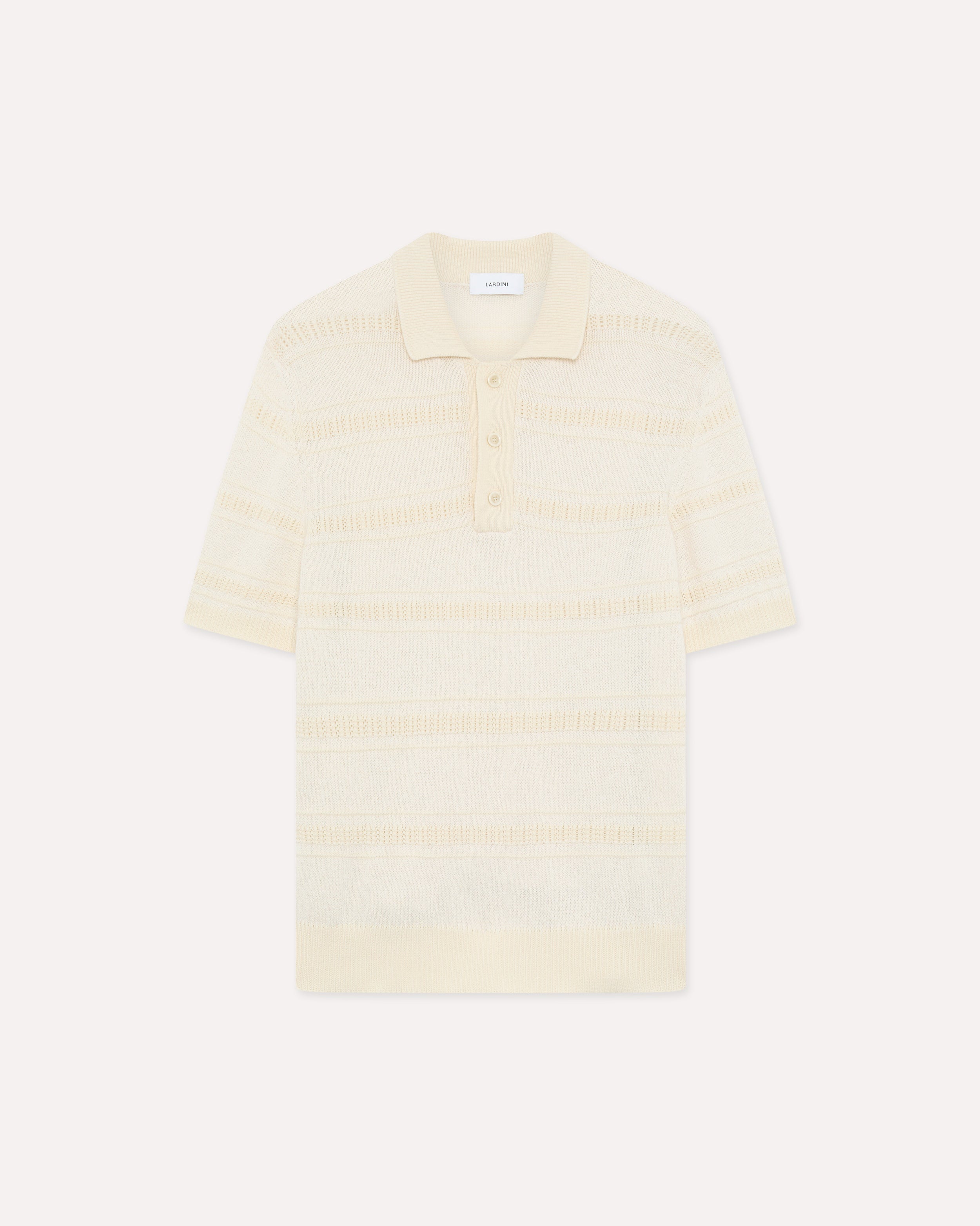 Cream striped cotton knit polo CREAM Lardini 1