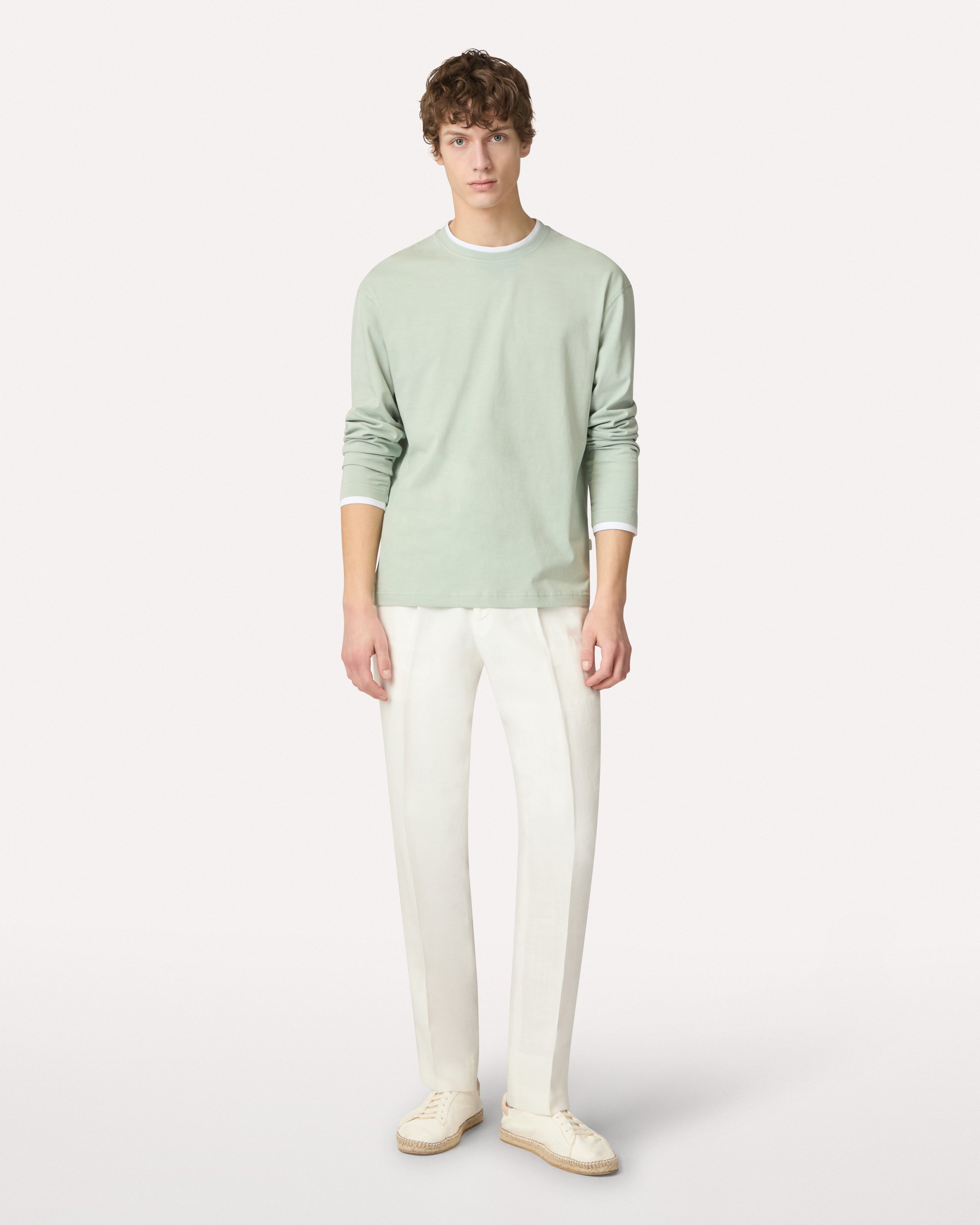 Long-sleeve T-shirt in sage SAGE GREEN/WHITE Lardini 2