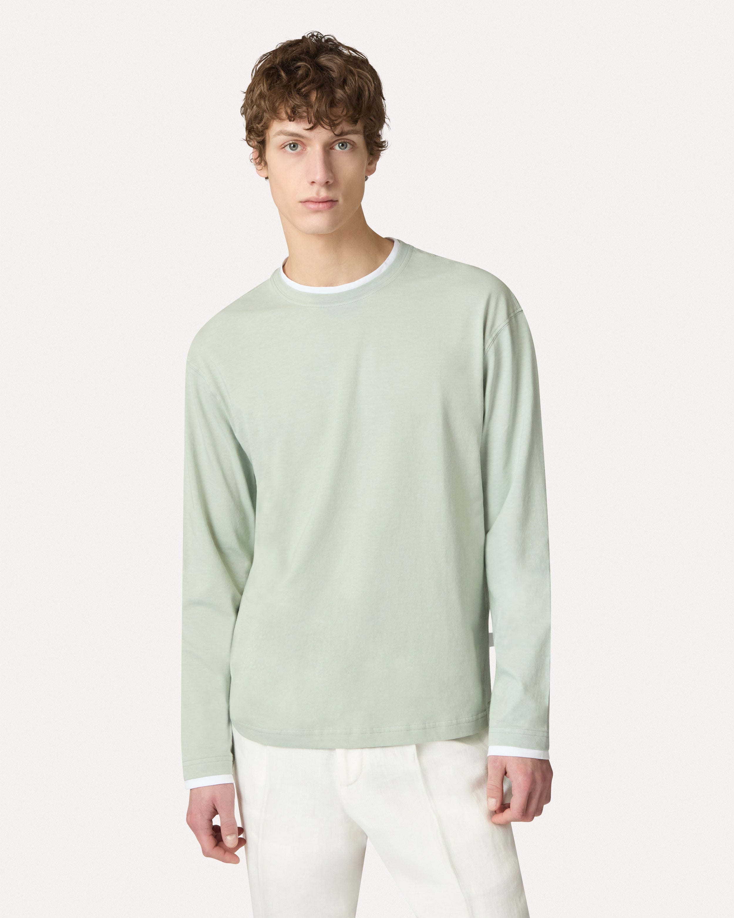 Long-sleeve T-shirt in sage SAGE GREEN/WHITE Lardini 3