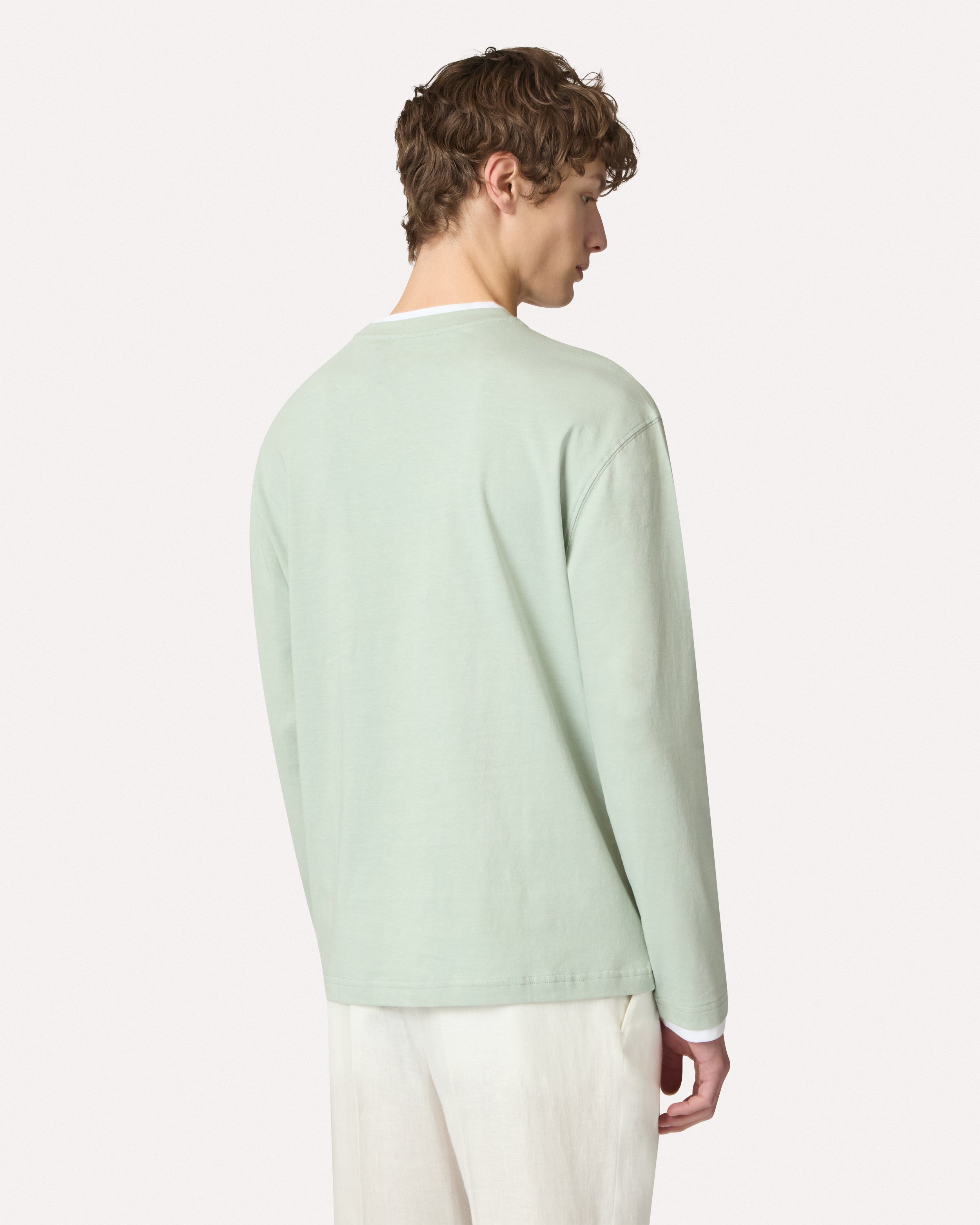 Long-sleeve T-shirt in sage SAGE GREEN/WHITE Lardini 5