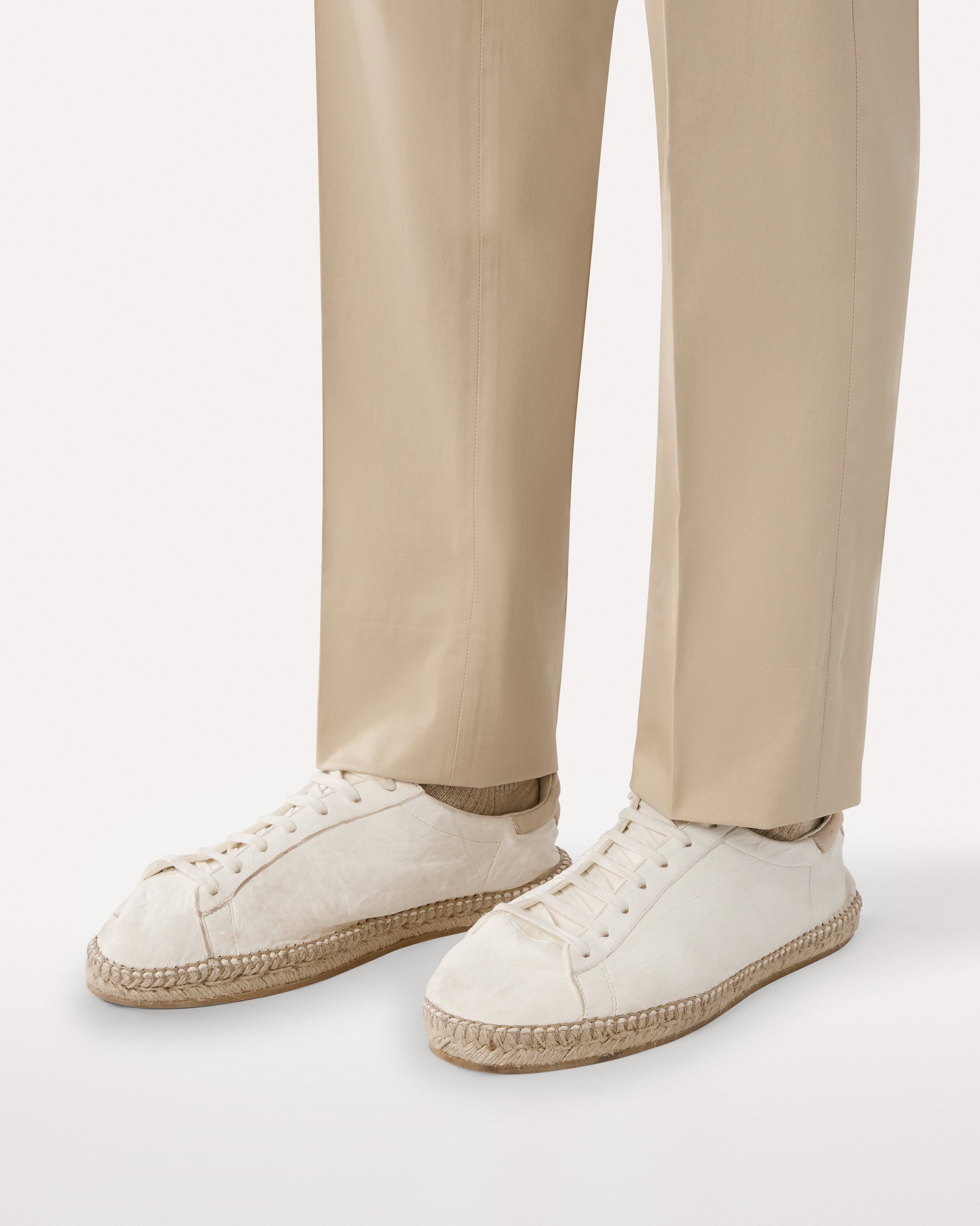 Espadrilles en cuir blanc à lacets WHITE Lardini 4