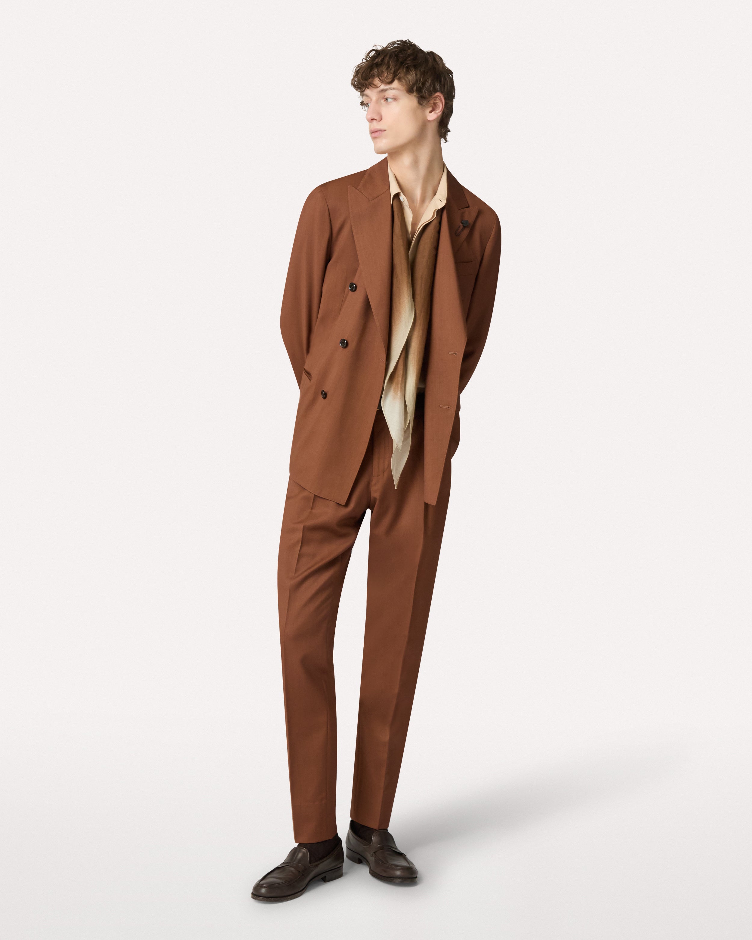 Brown pleated trousers BROWN/RUST Lardini 2