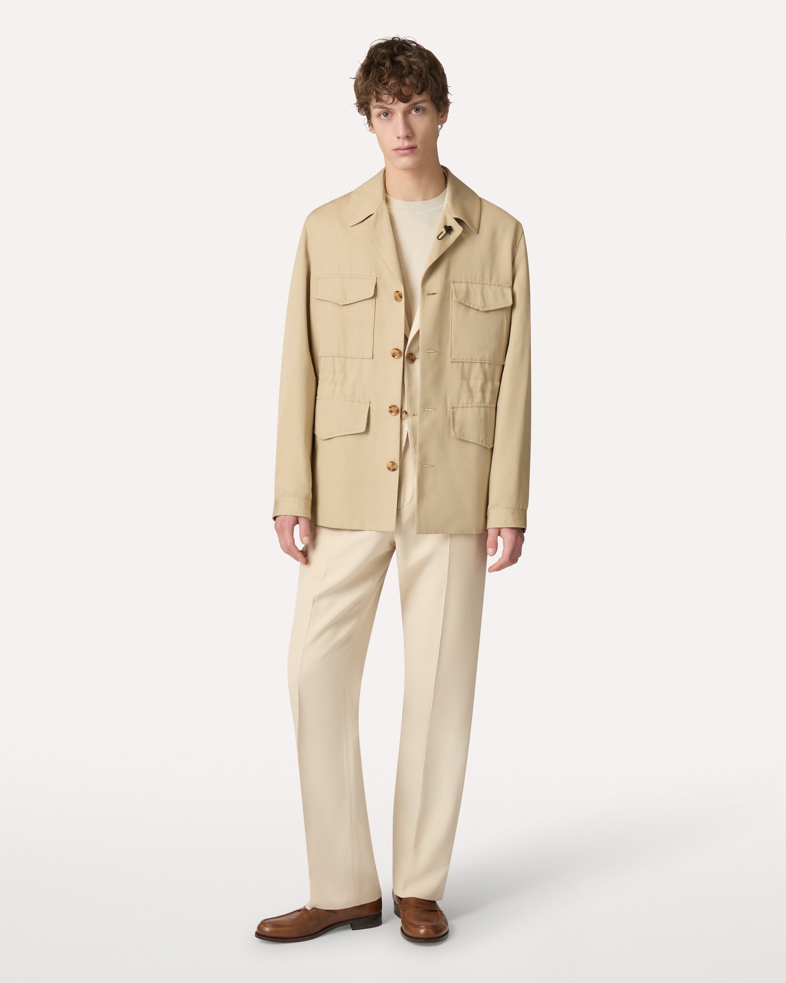 Field jacket camel in EcoVero, white, man | Lardini