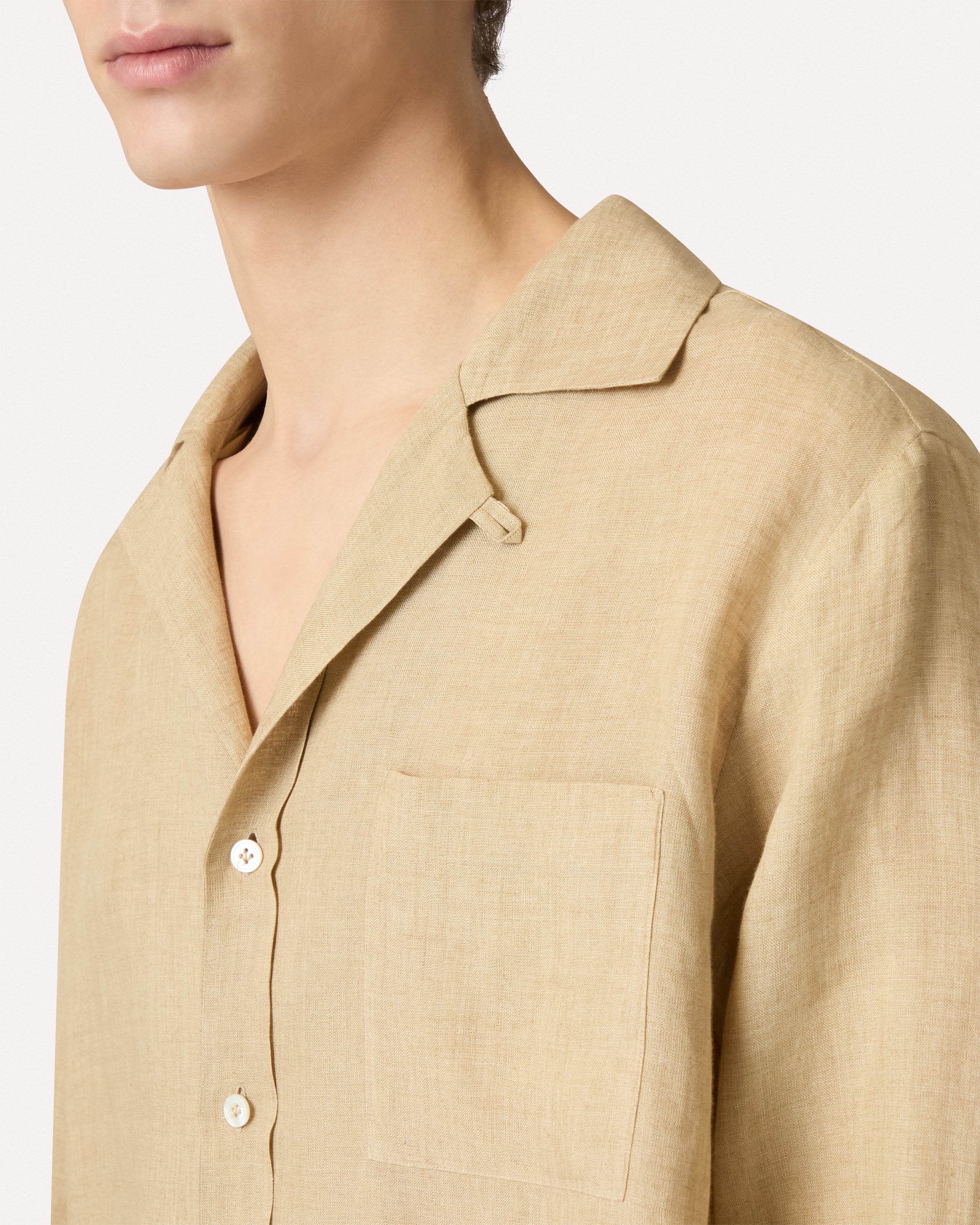 Beige shirt with relaxed fit, white, man | Lardini