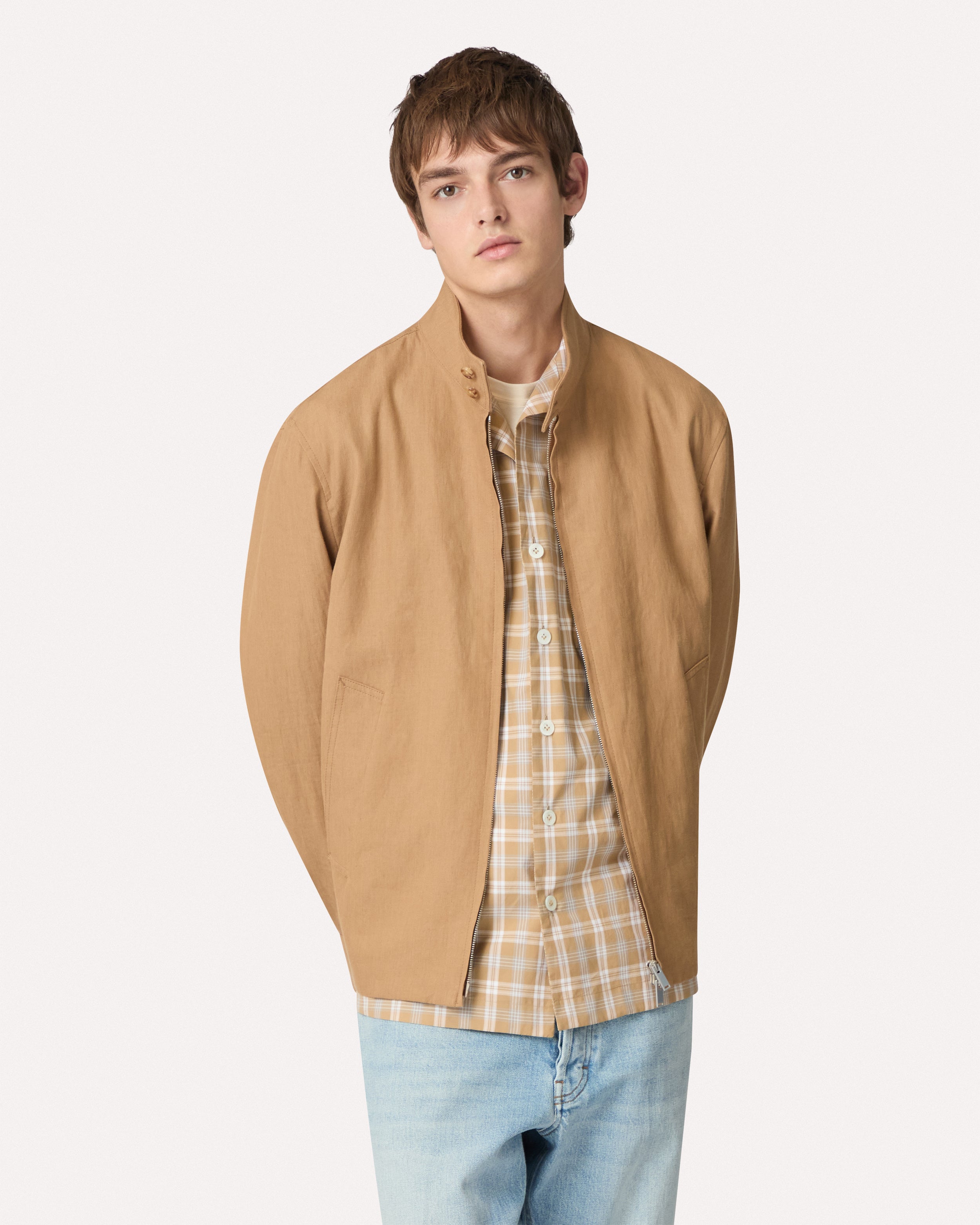 Hazelnut shirt jacket in linen, cotton, and silk HAZELNUT Lardini 3
