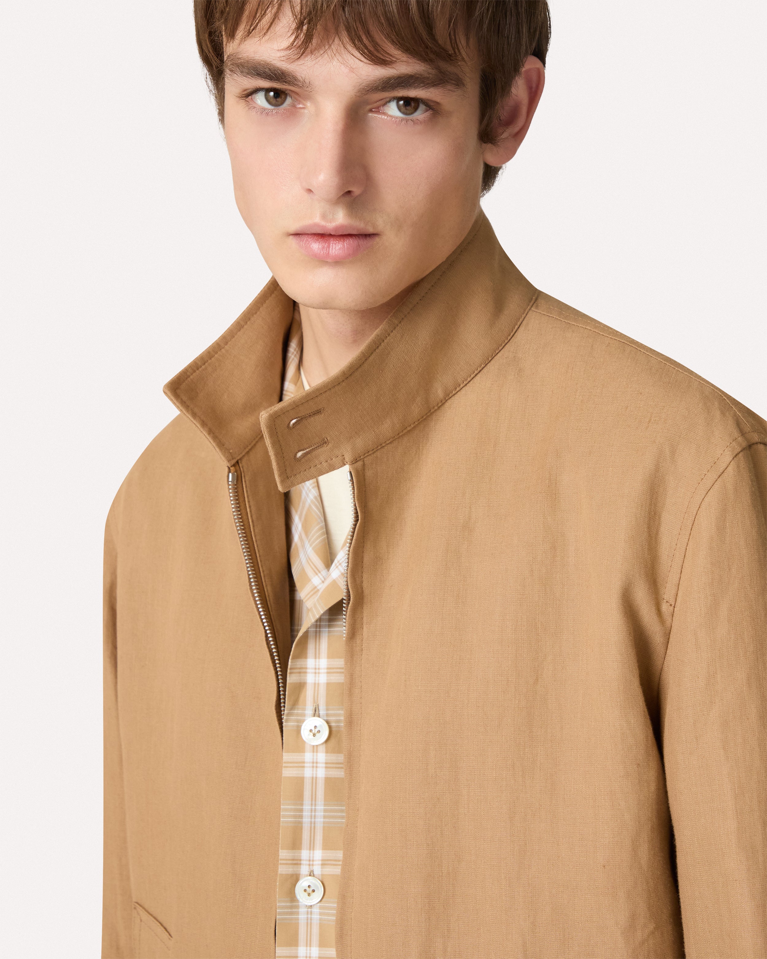 Hazelnut shirt jacket in linen, cotton, and silk HAZELNUT Lardini 4