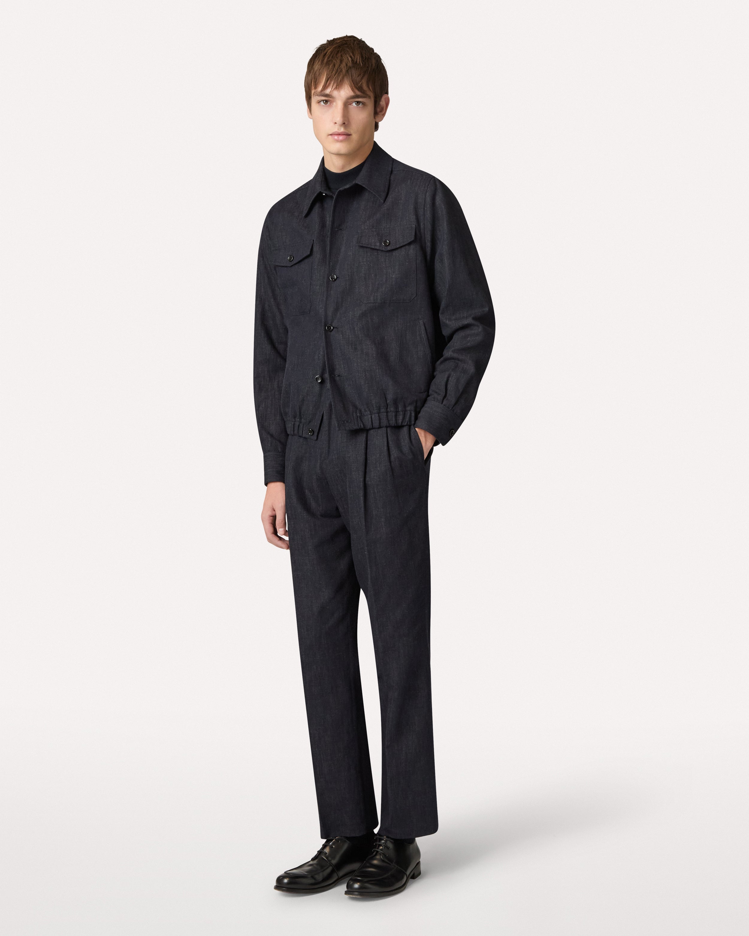 Blue cotton-linen shirt jacket BLUE Lardini 2