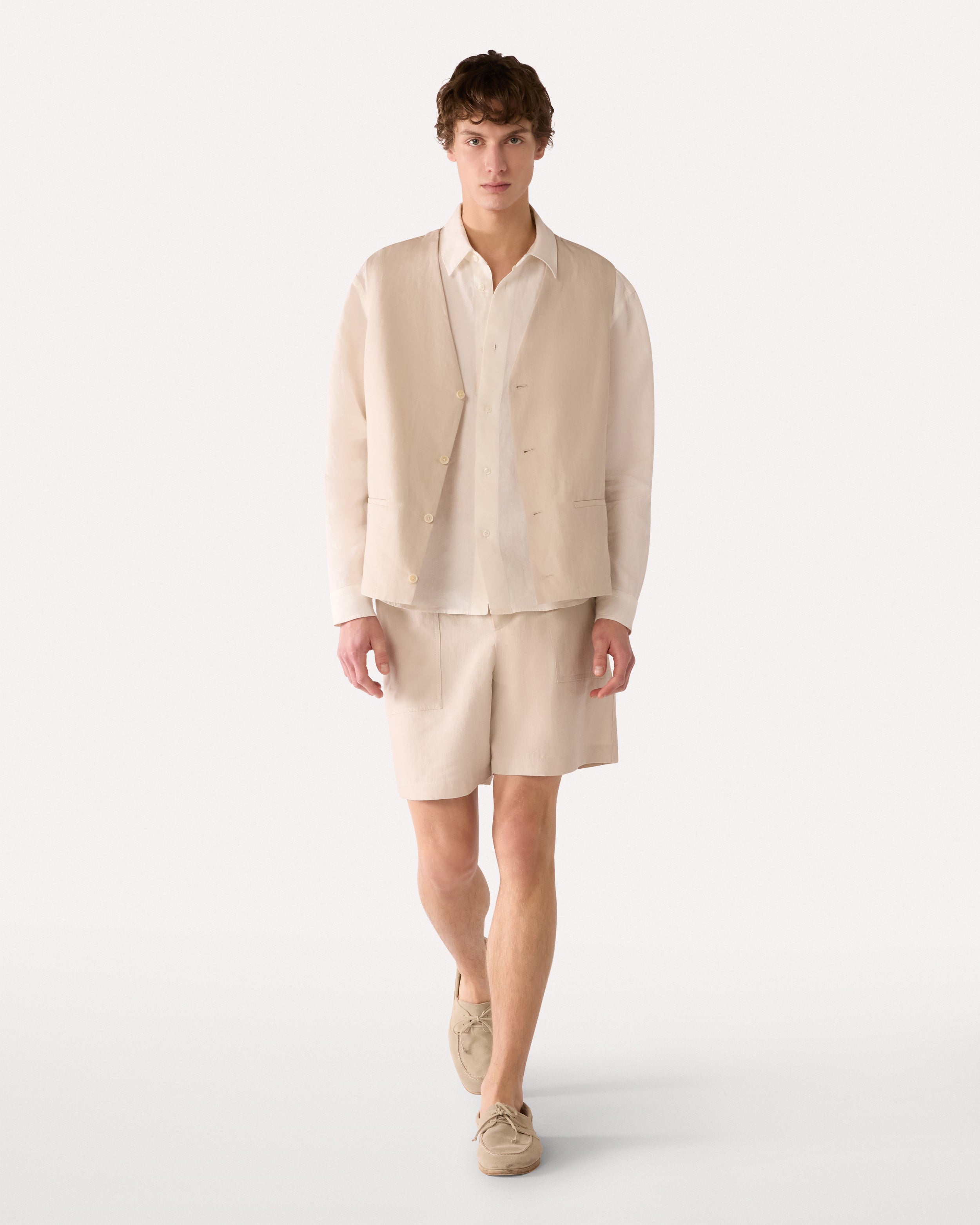 Cream bermuda shorts, white, man | Lardini Cream bermuda shorts, white, man | Lardini