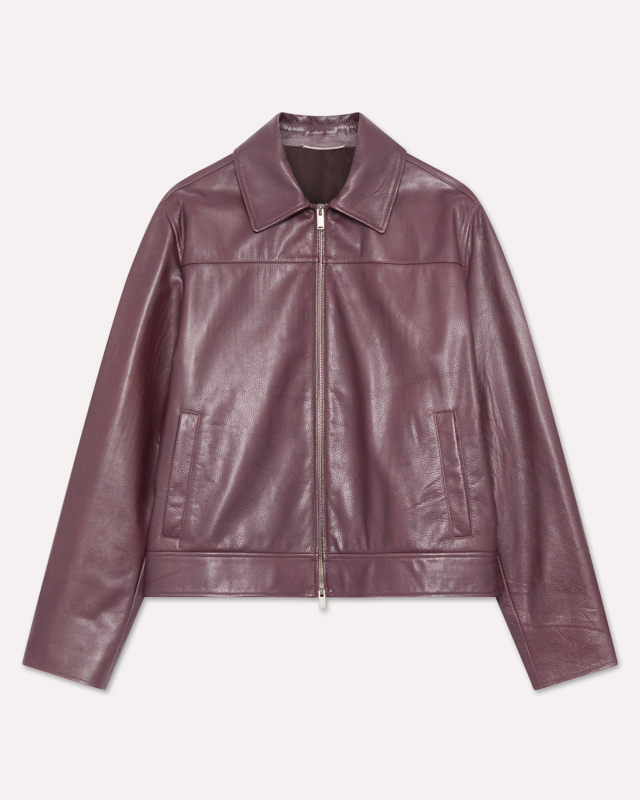 Brown leather jacket, white, man | Lardini