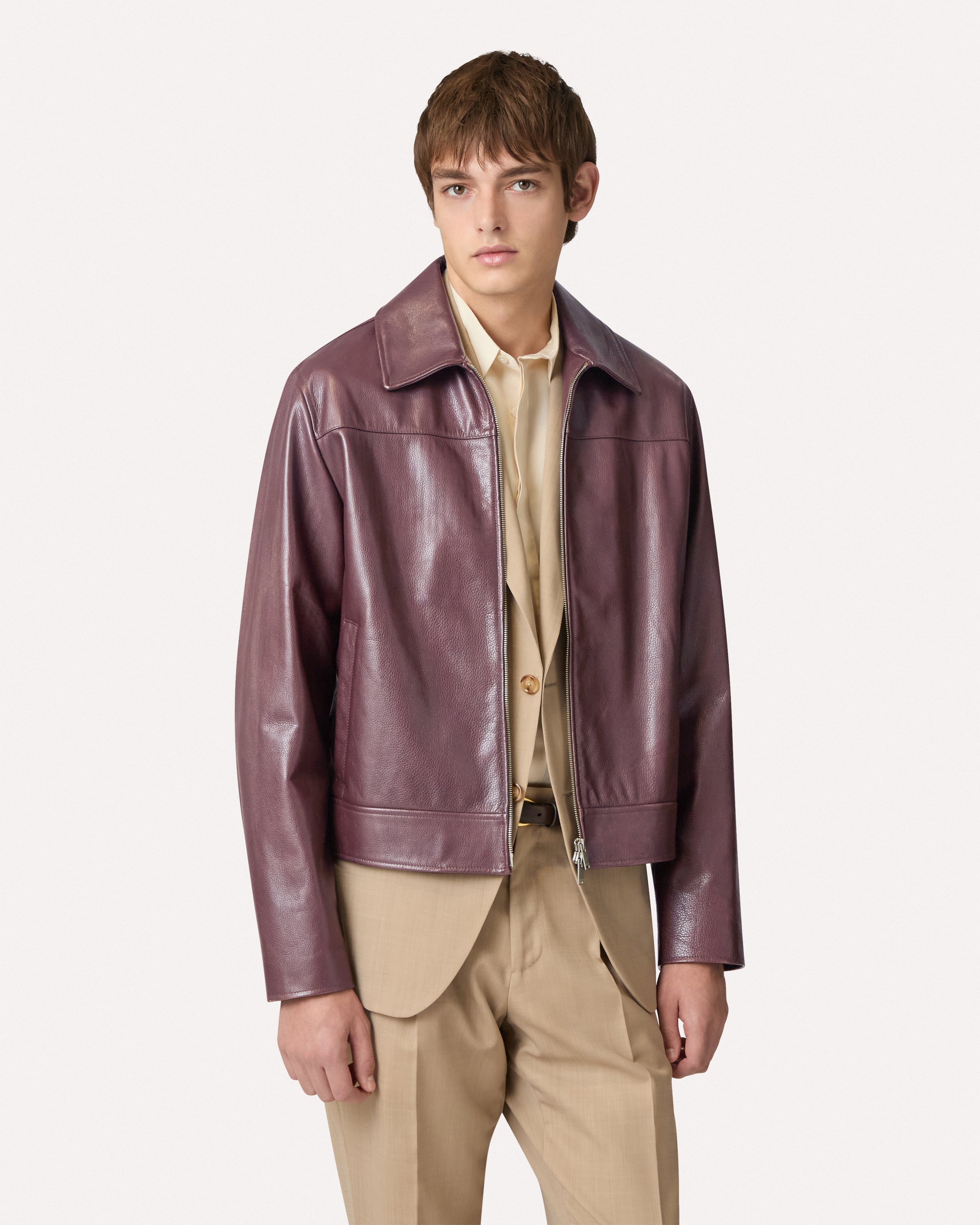 Brown leather jacket BROWN/BRICK RED Lardini 3