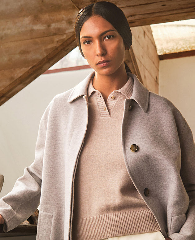 Grey knit jacket in cashmere, white, man | Lardini