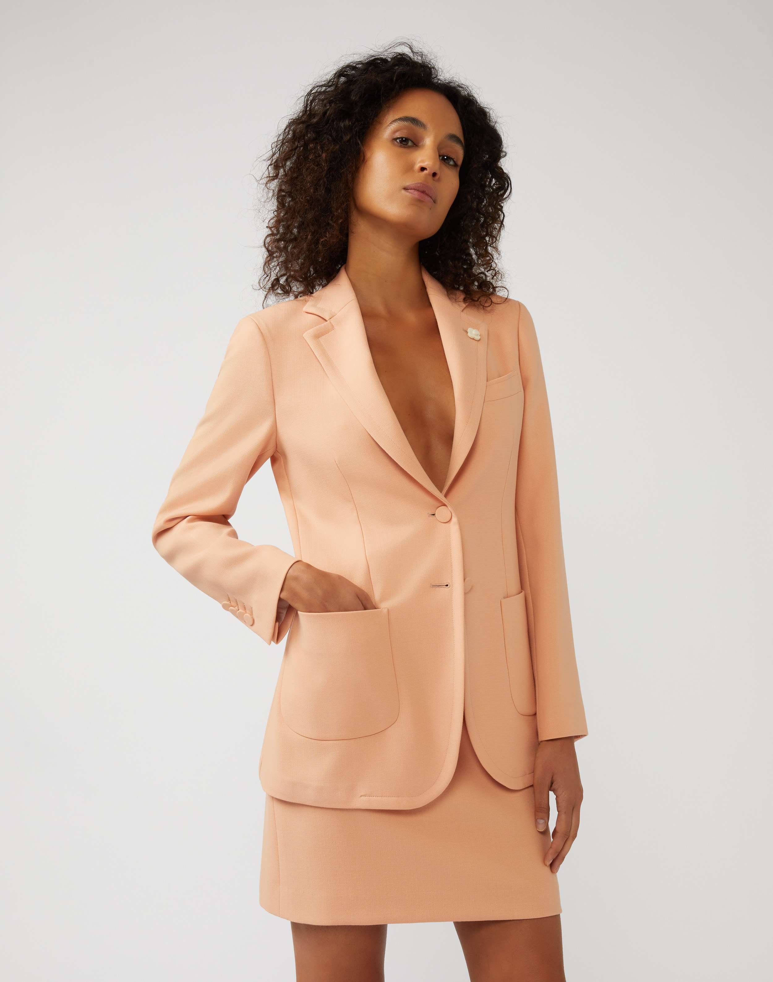 Pink jacket in a two-way-stretch wool blend