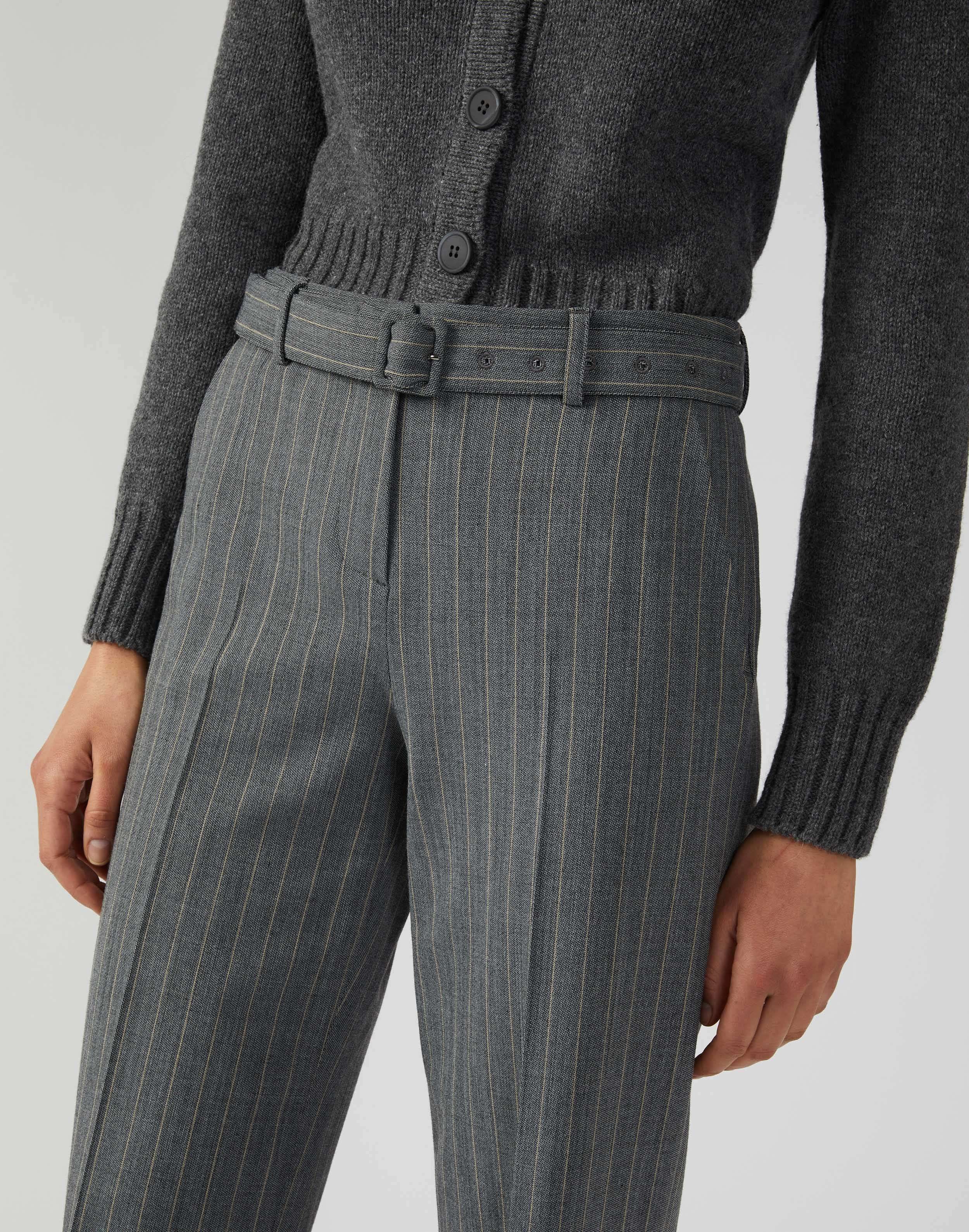 Classic-looking pinstripe trousers