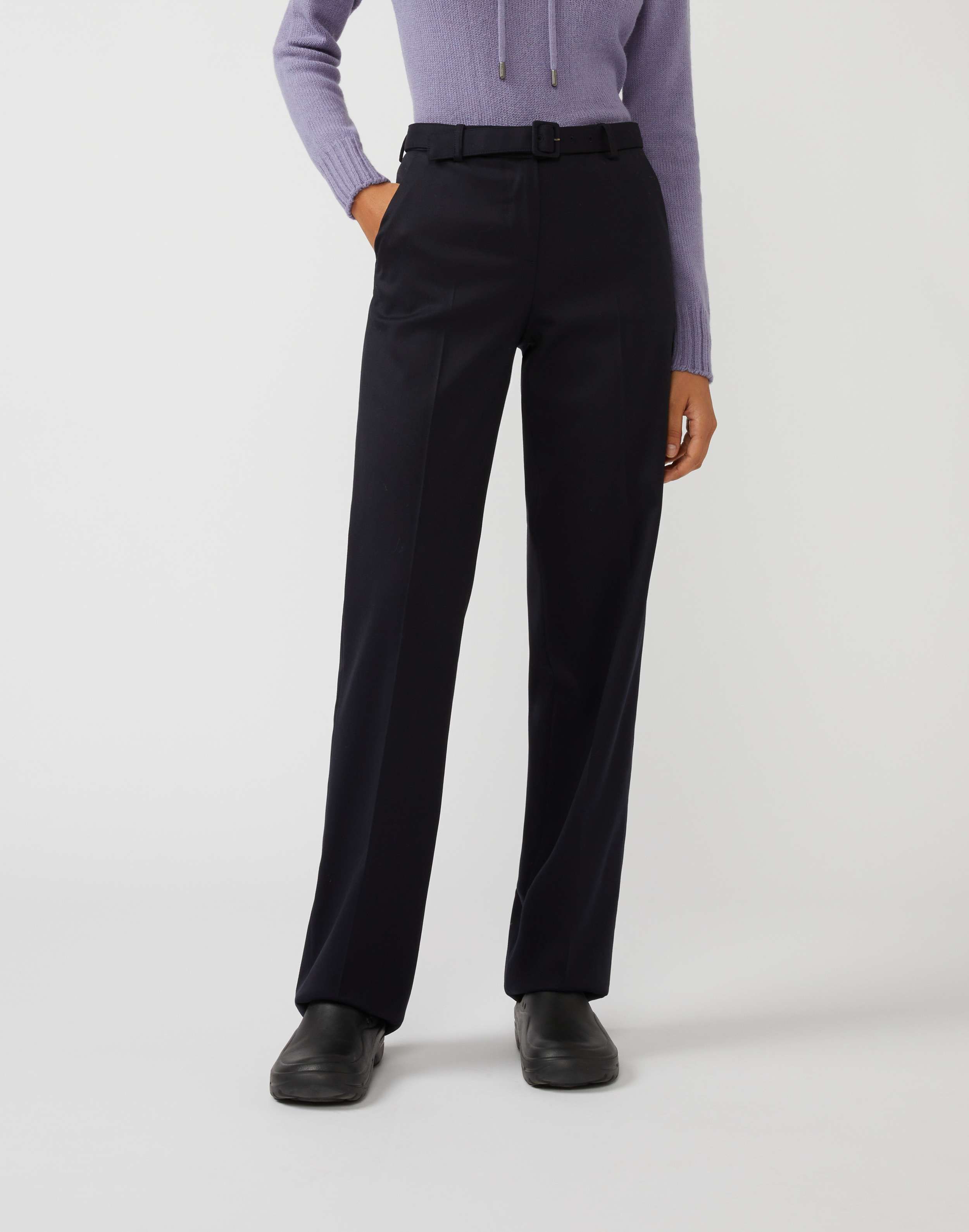 Blue trousers in stretchy panama wool