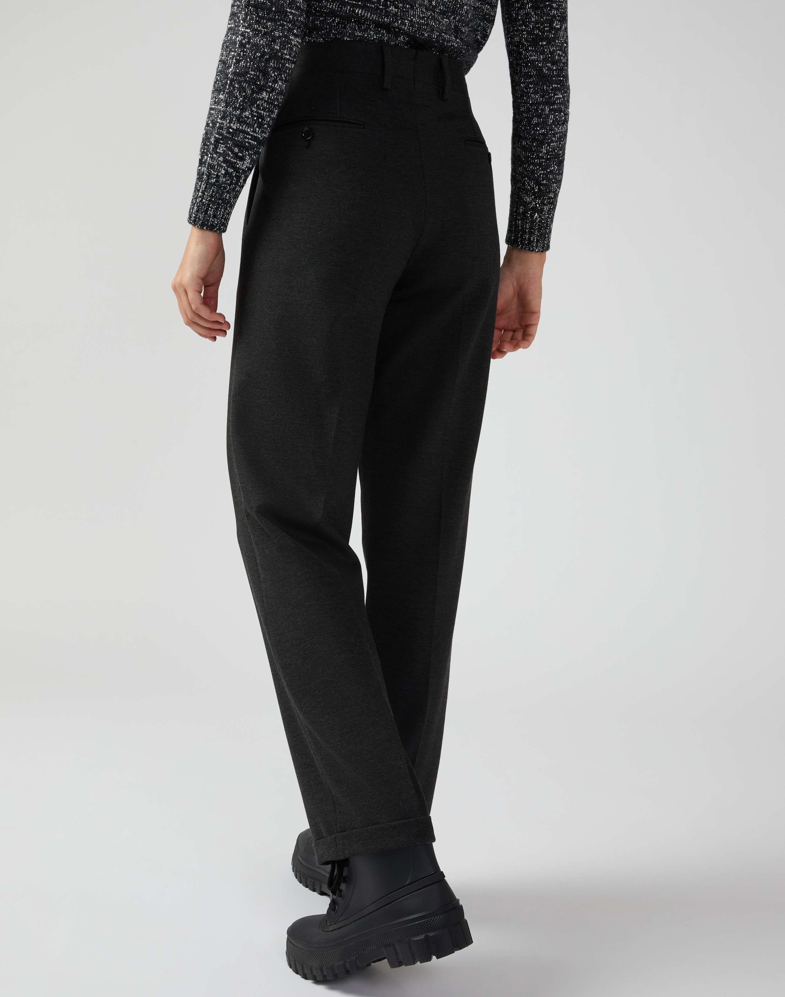 Classic grey trousers in Milanese warp knit viscose 