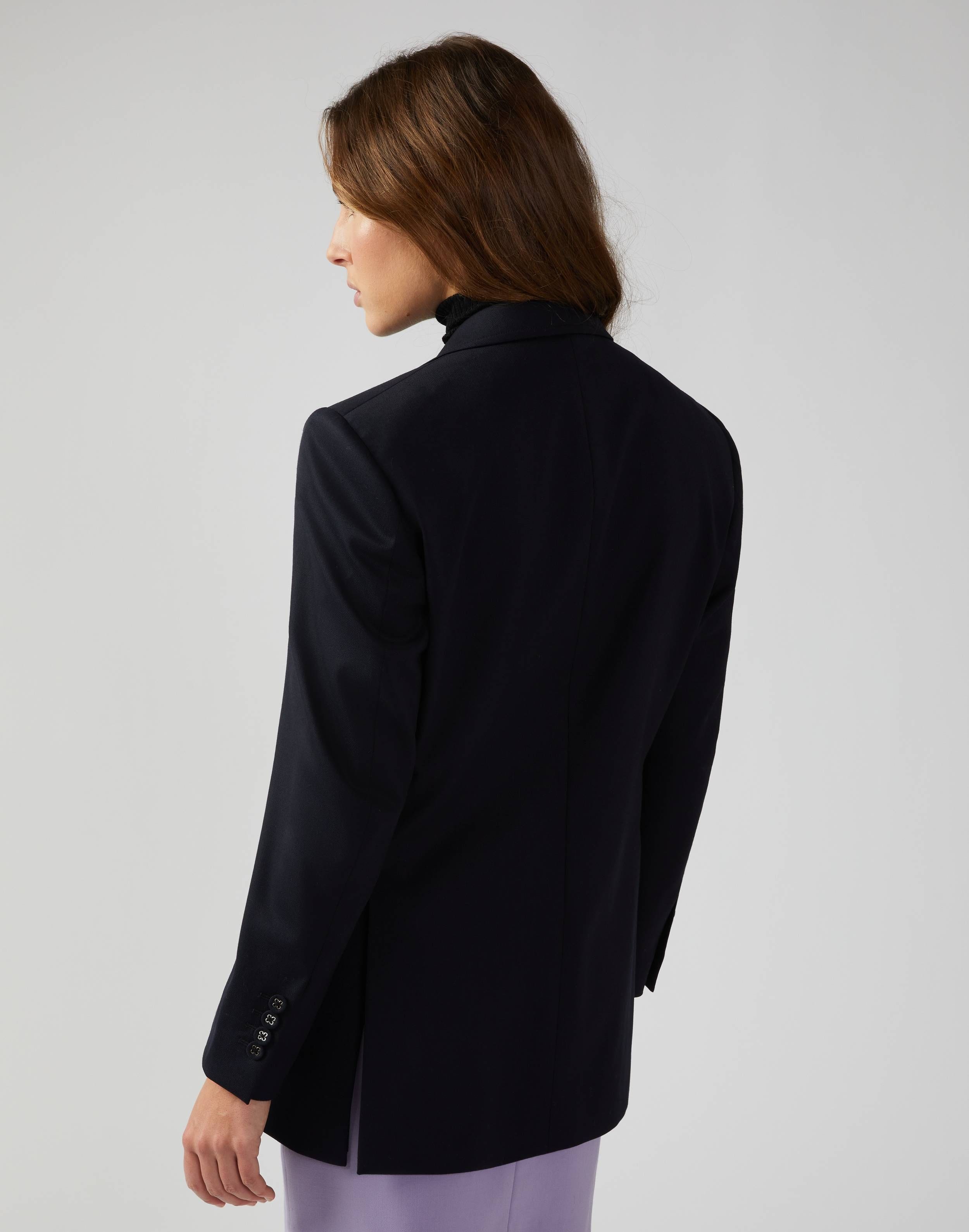 Single-breasted jacket in blue panama wool