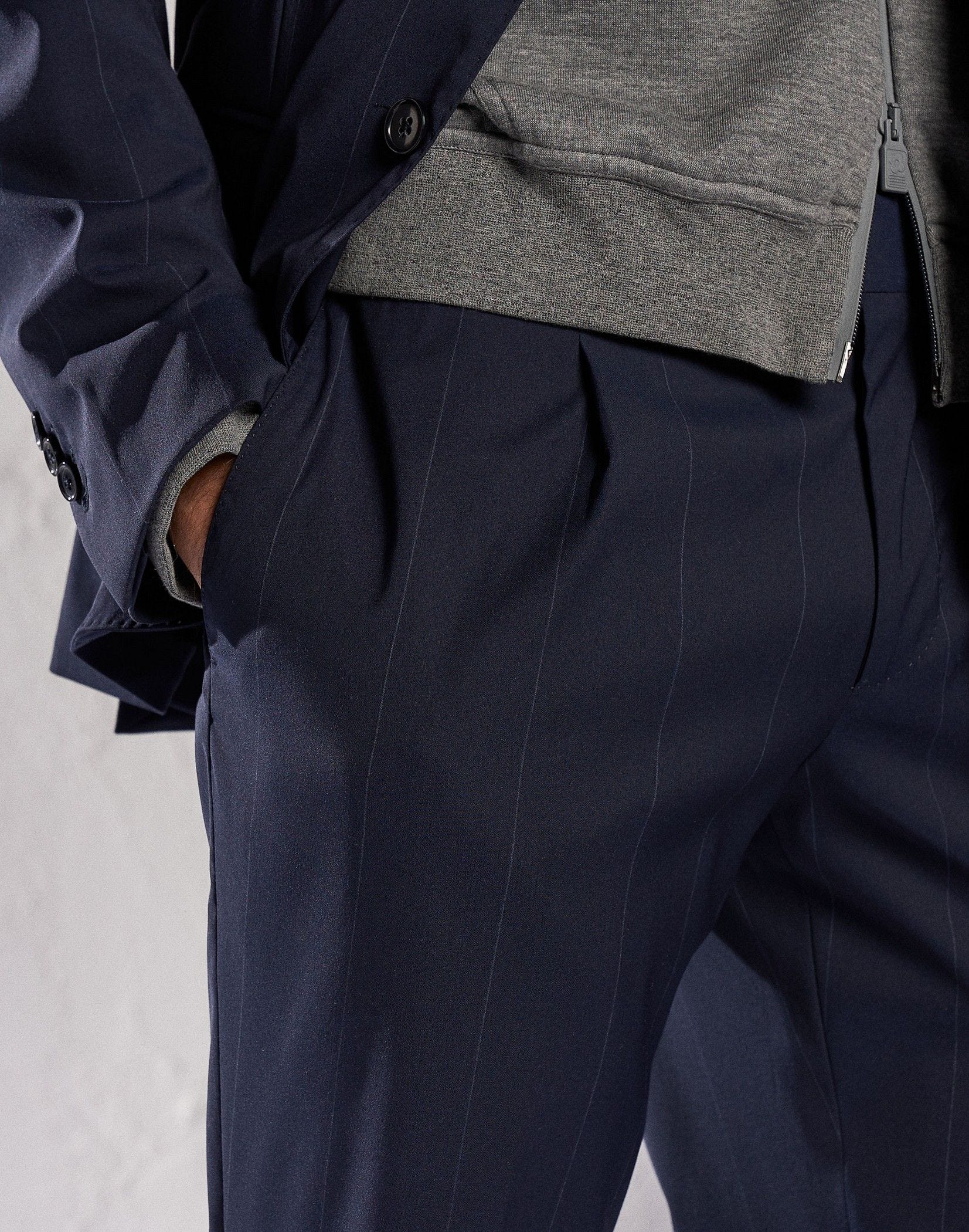 Blue creaseproof and rainproof fabric trousers - Easy Wear