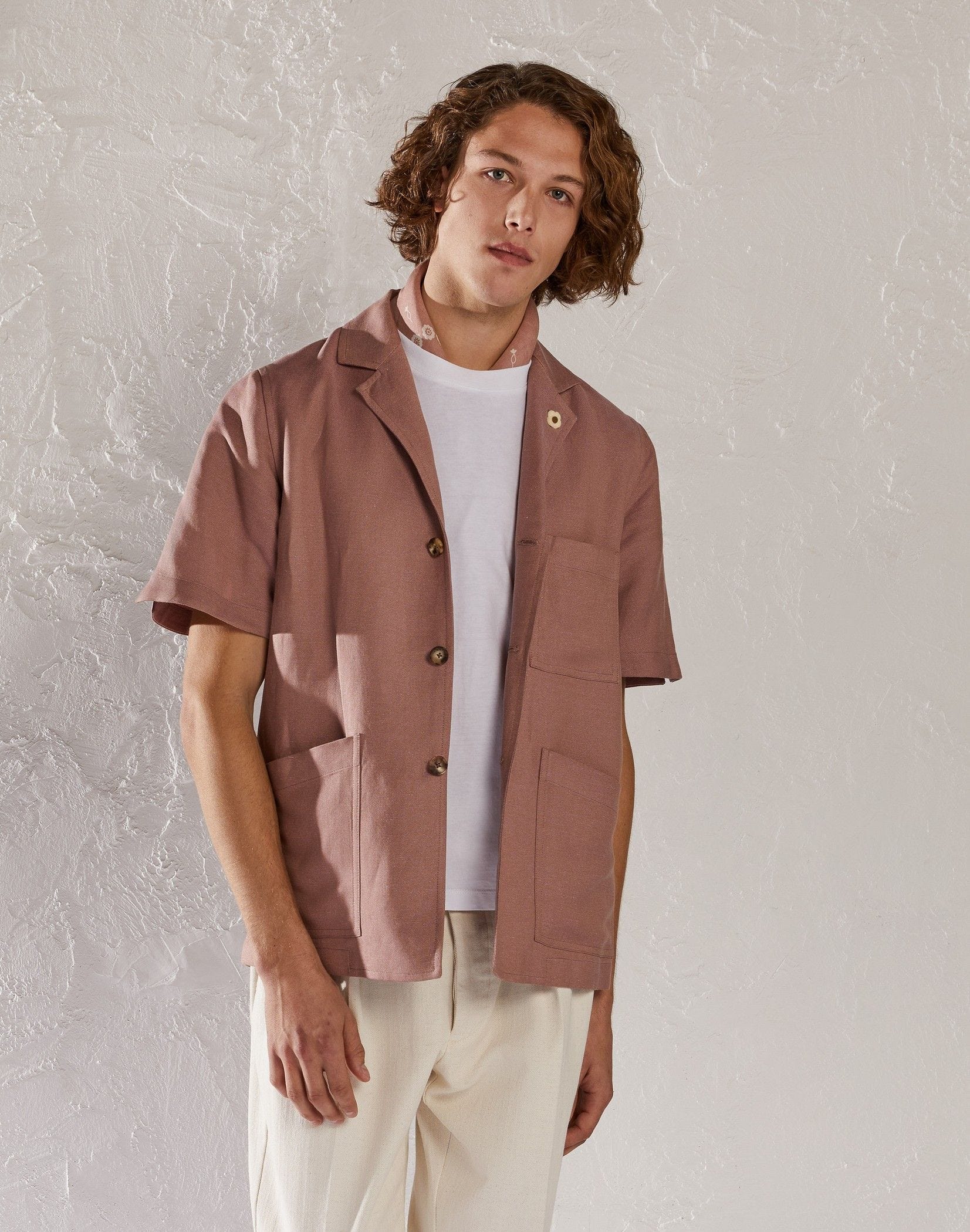 Pink Oxford fabric shirt jacket