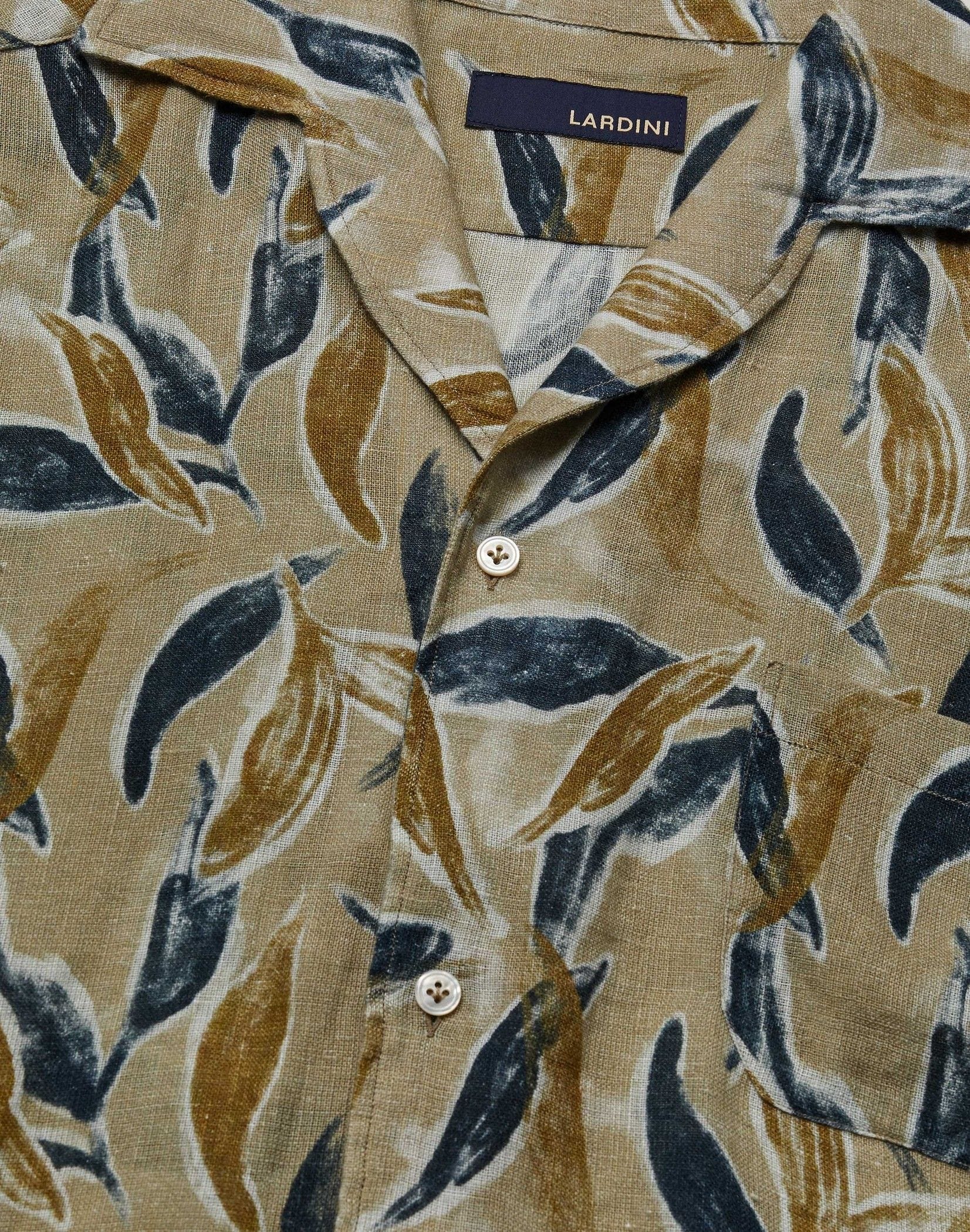 Beige printed linen research shirt