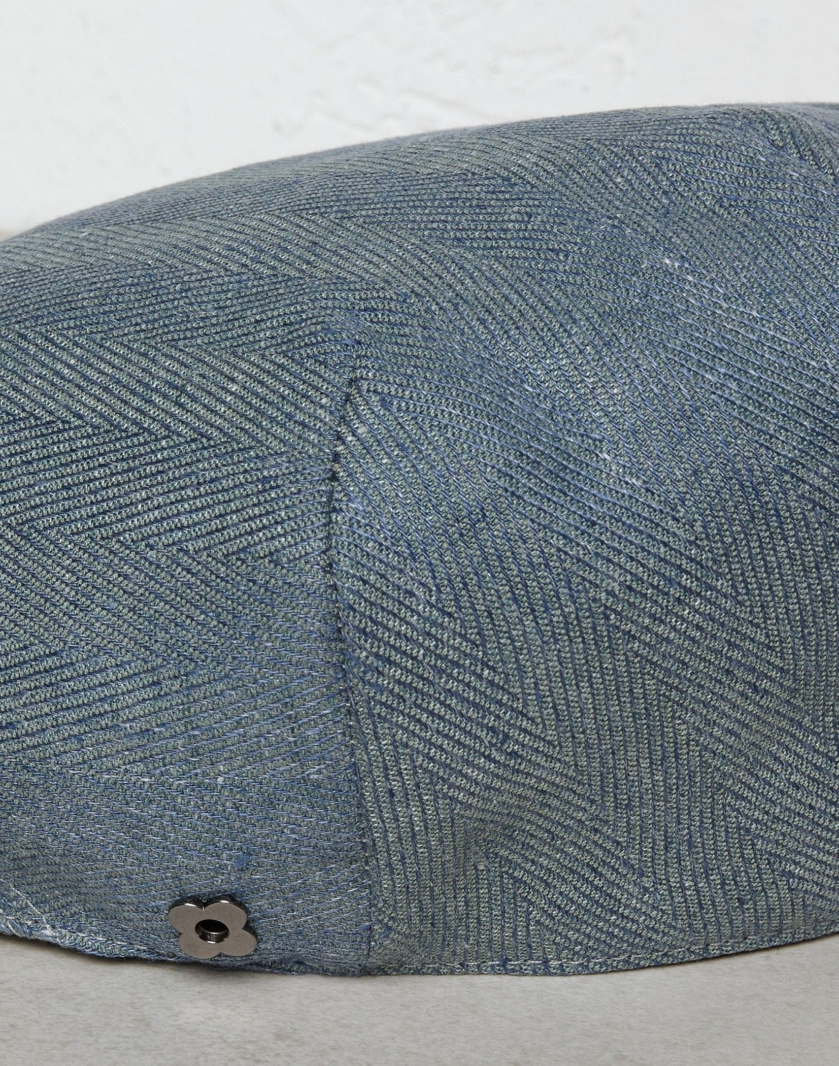 Light blue melange herringbone fabric flat cap