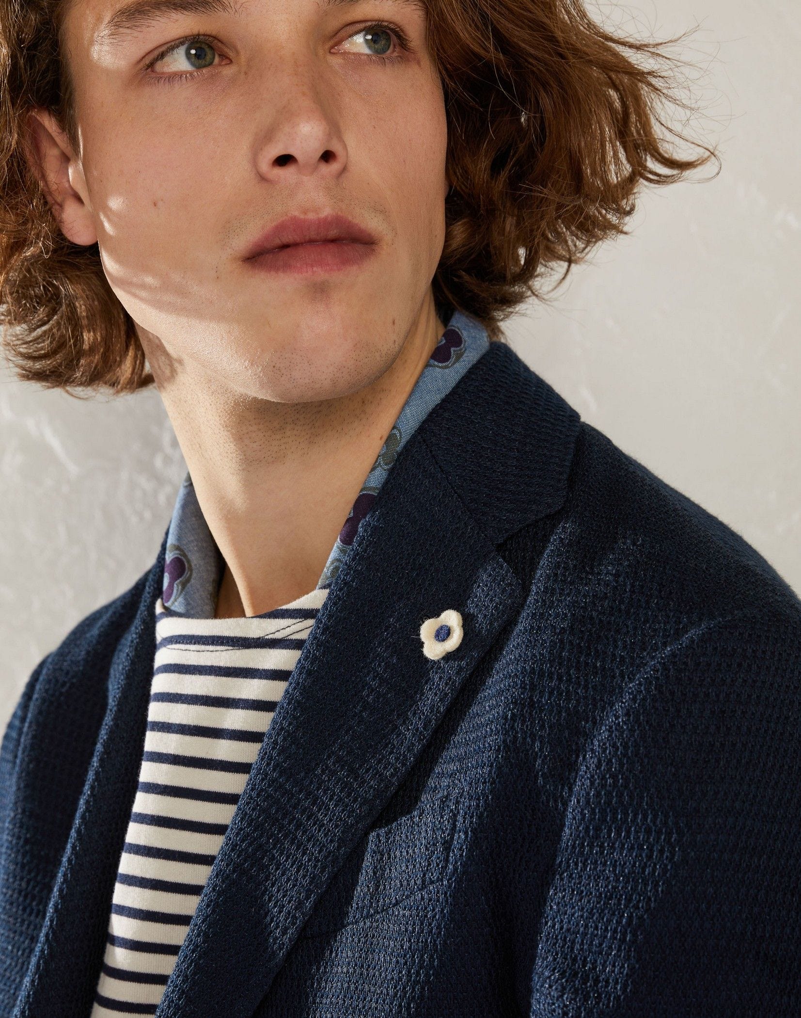Blue linen and polyester jacket - Liknit