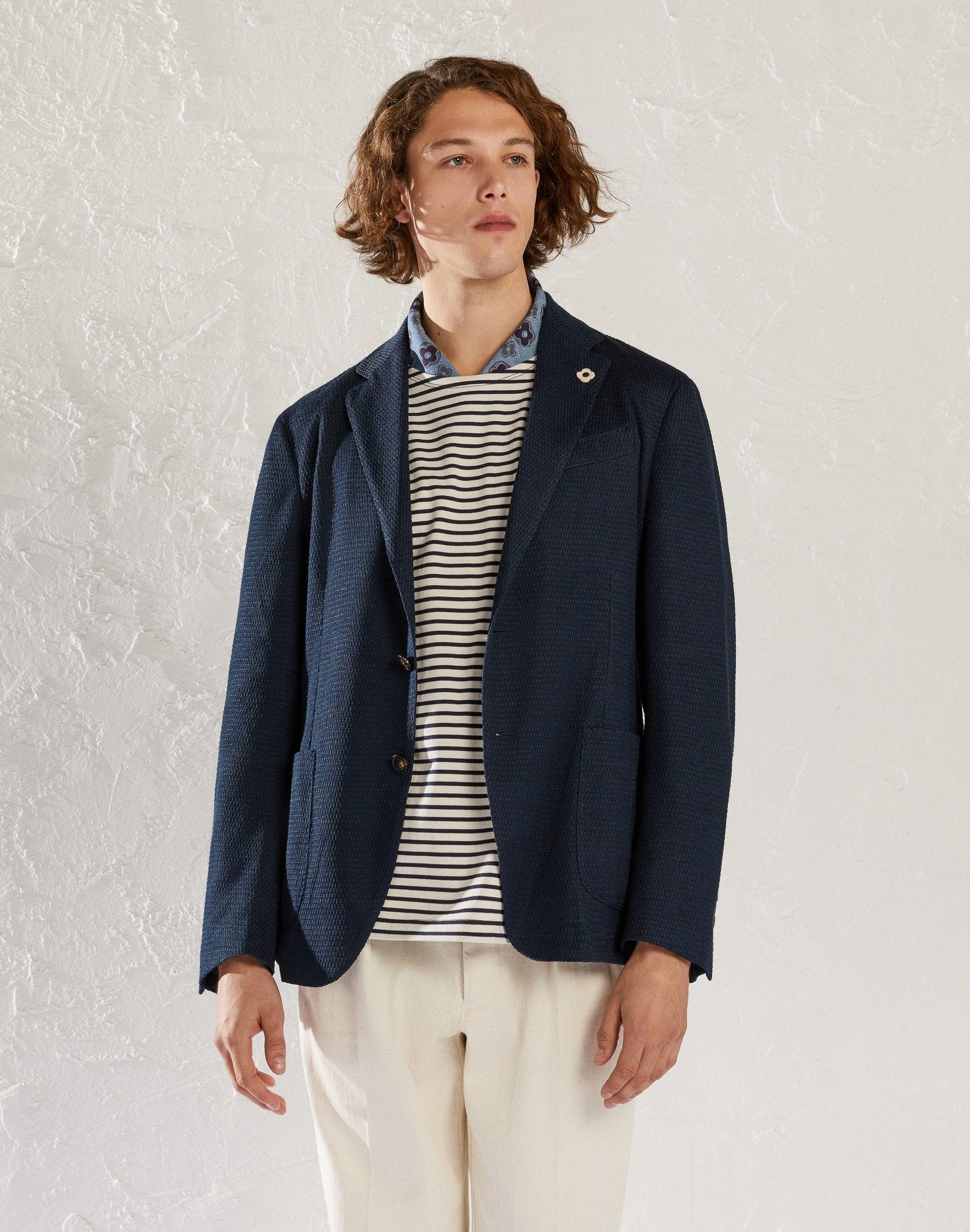 Blue linen and polyester jacket - Liknit