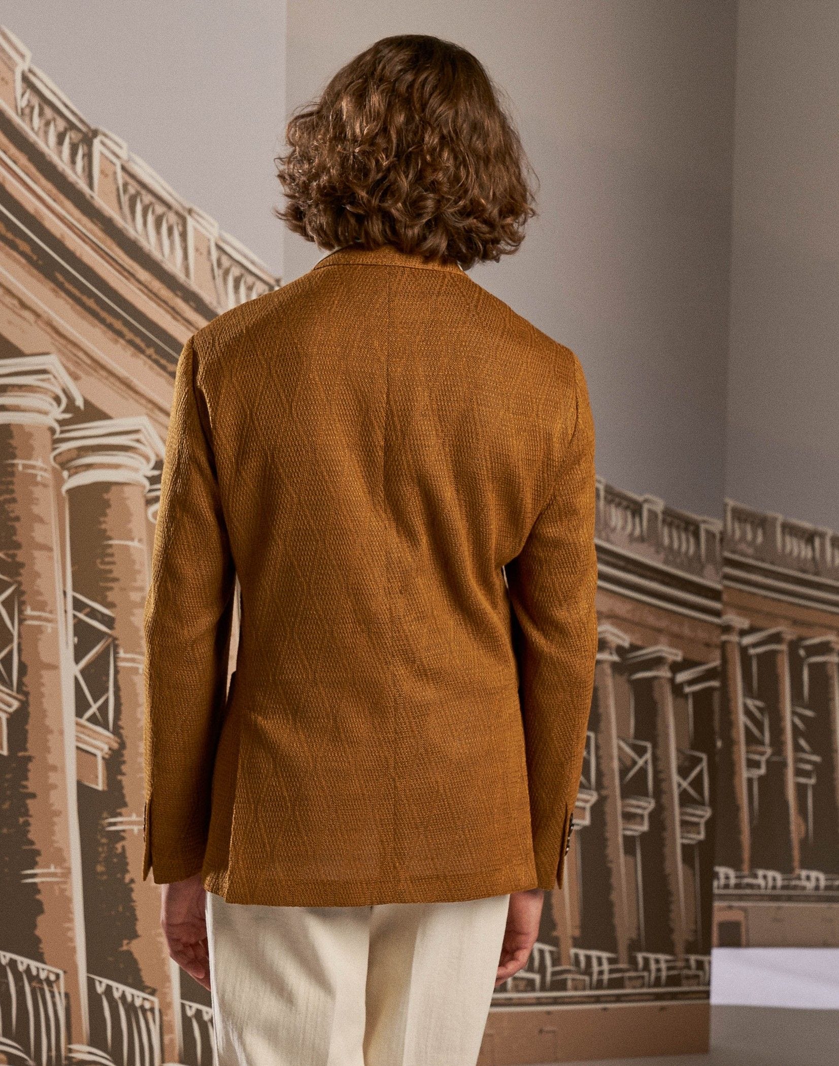 Linen and polyester double-breasted jacket - Liknit