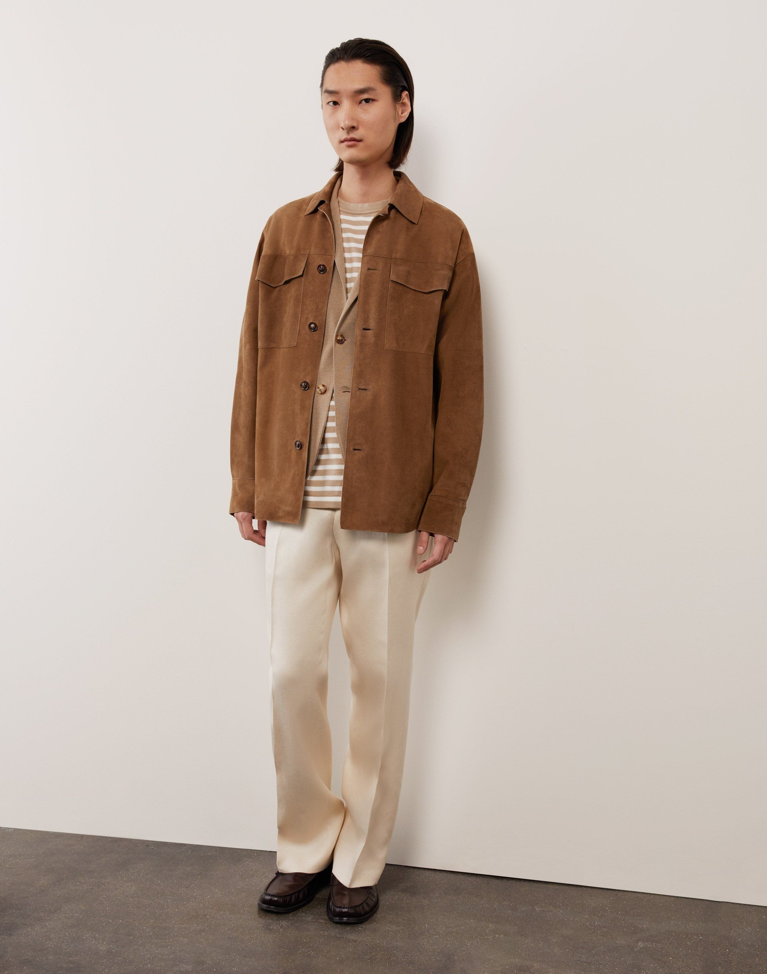 Light brown leather shirt jacket | Lardini