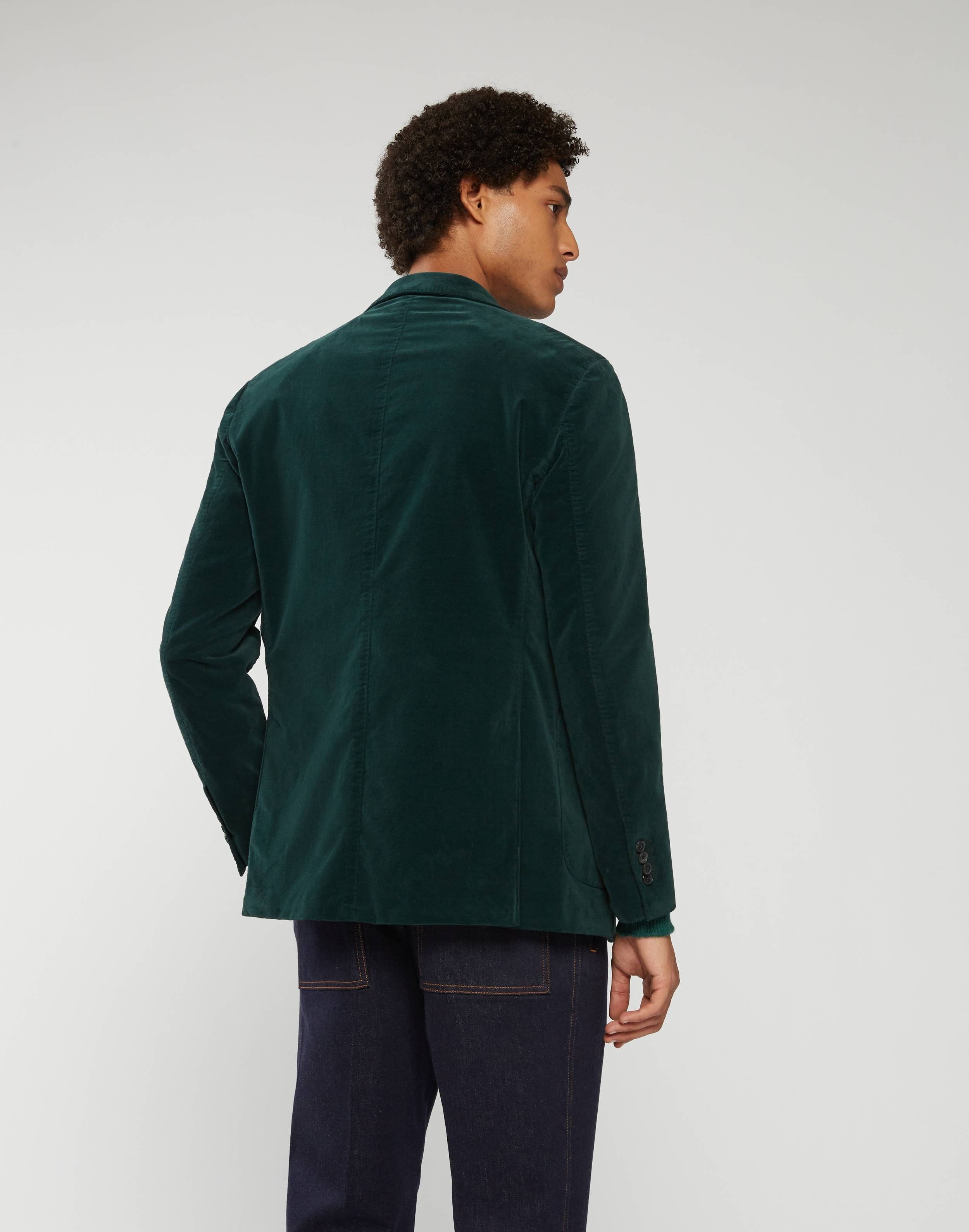 Jacket in stretchy green velvet - Supersoft 