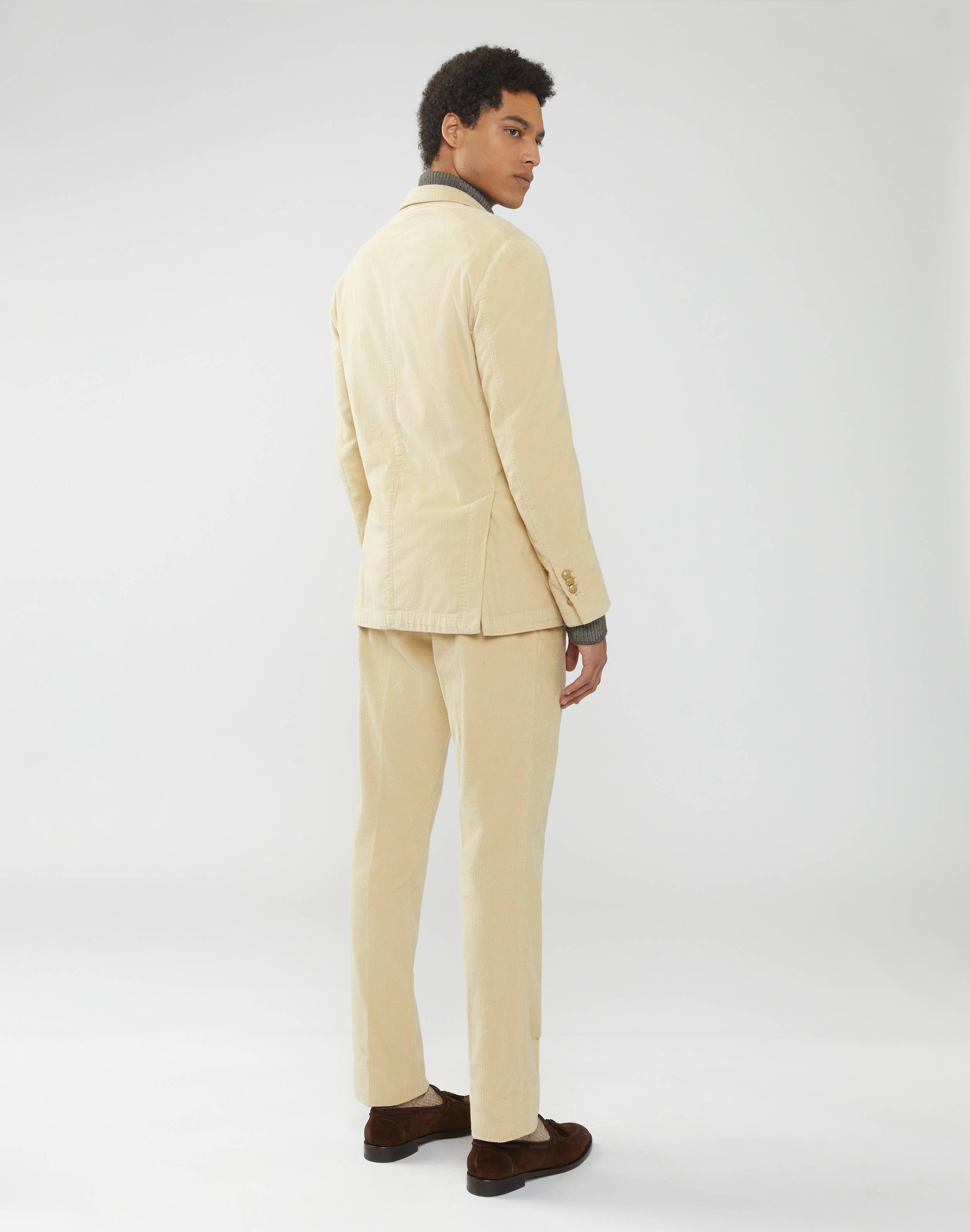 Suit in cream-coloured stretch corduroy - Supersoft