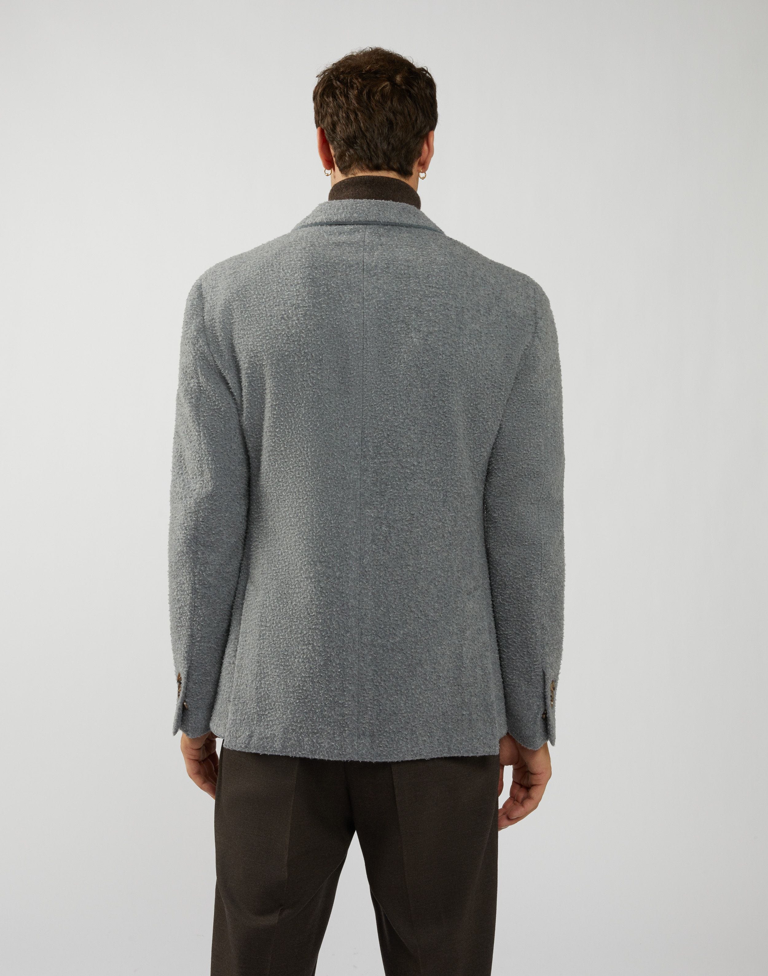 Grey jacket with piping in Casentino wool - Easy