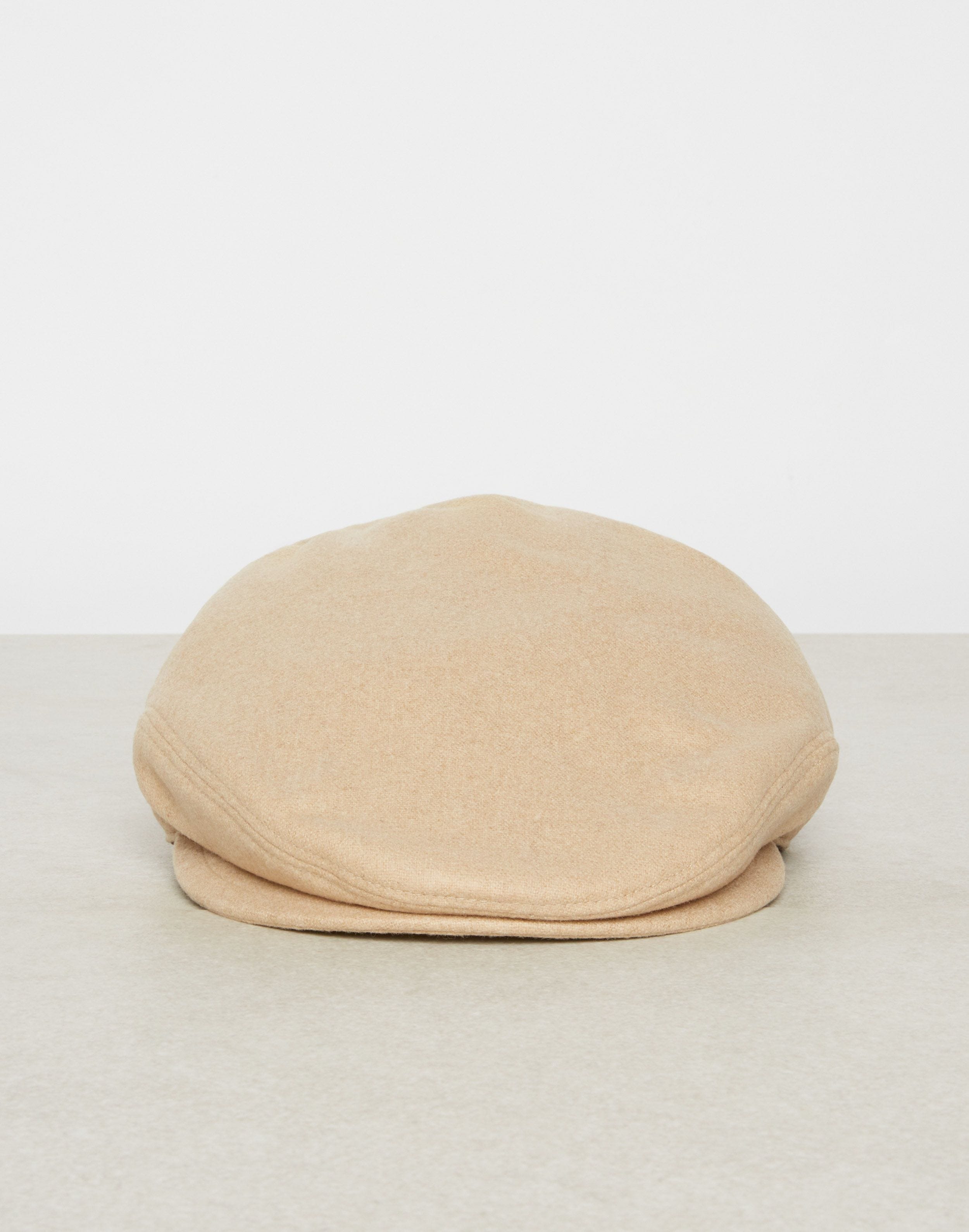 Beige flat cap in recycled cashmere
