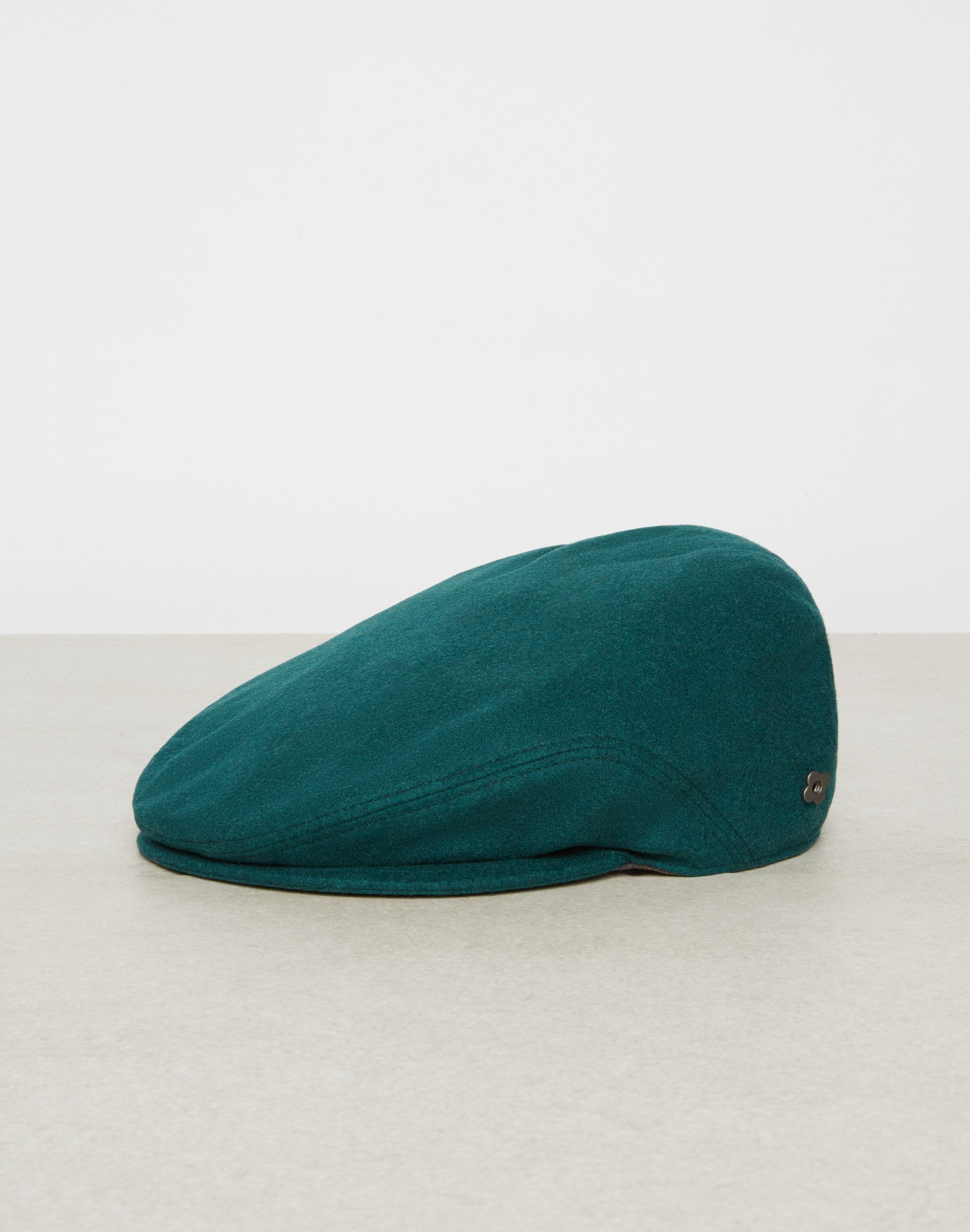 Green flat cap in cashmere