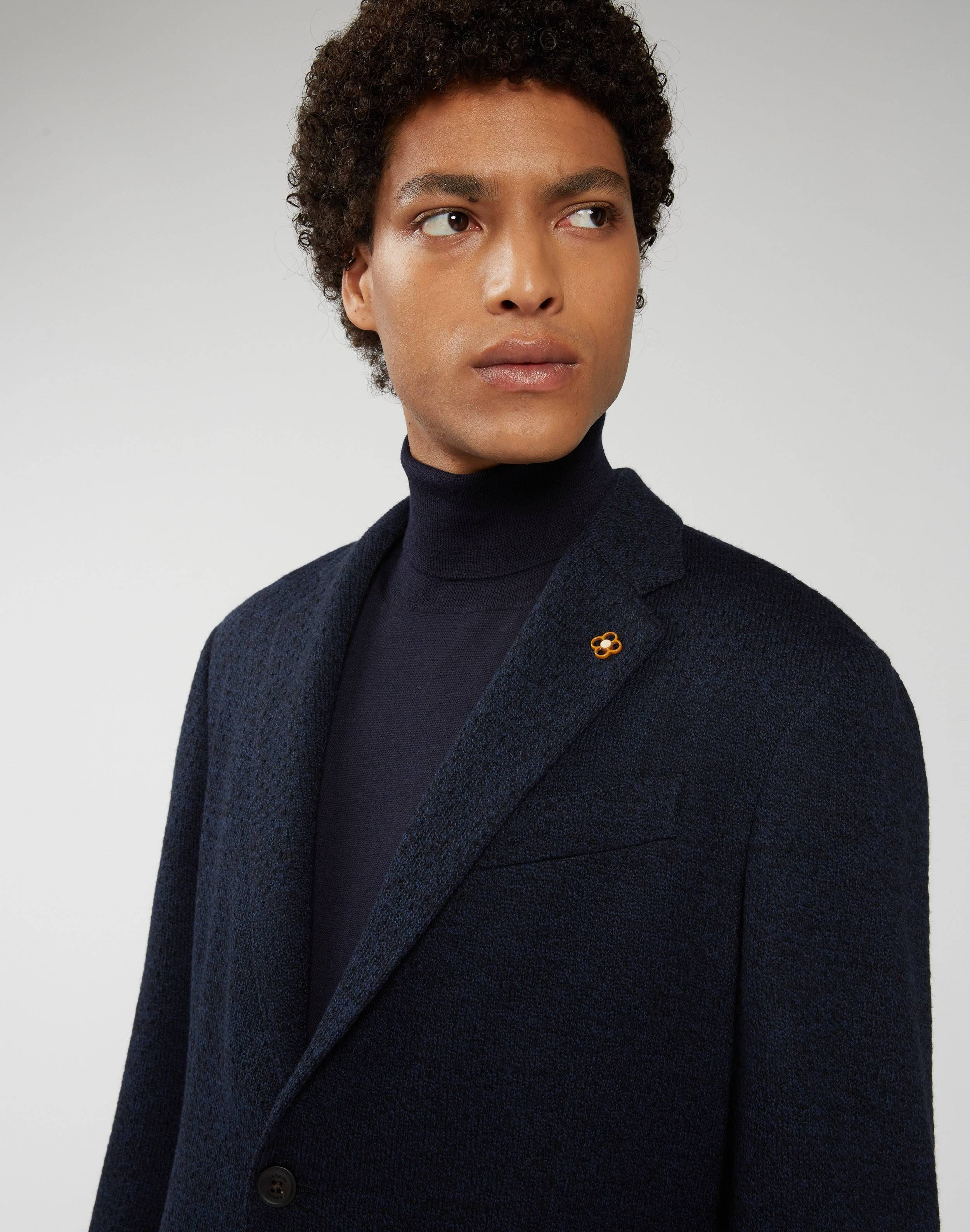 Blue jacket in a lightweight perforated knit - Liknit