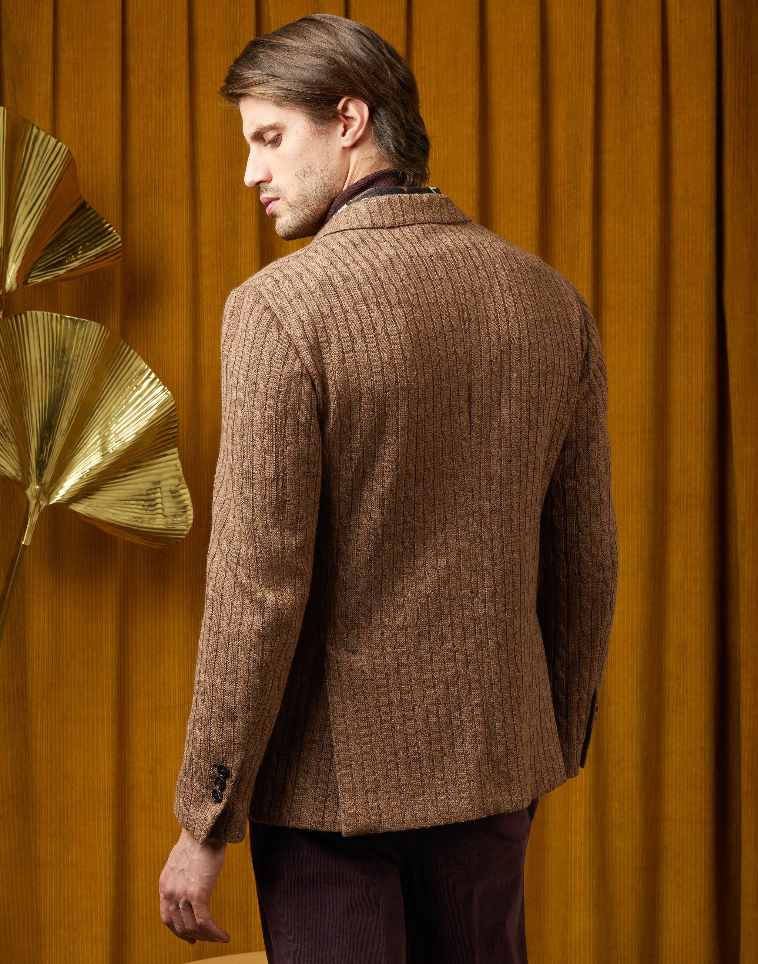 Single-breasted cable-knit jacket - Liknit